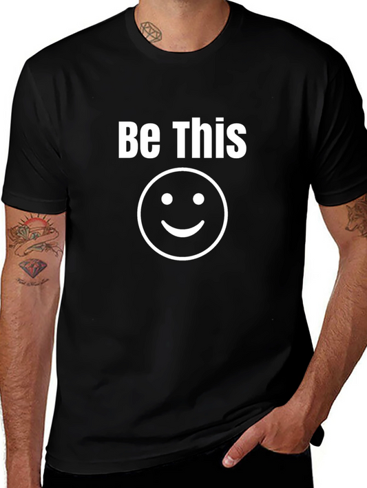 Be This Happy Graphic Tee - Black Cotton Blend