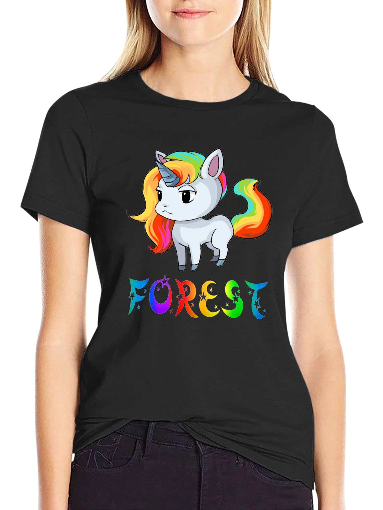 Rainbow Unicorn Forest Graphic T-Shirt