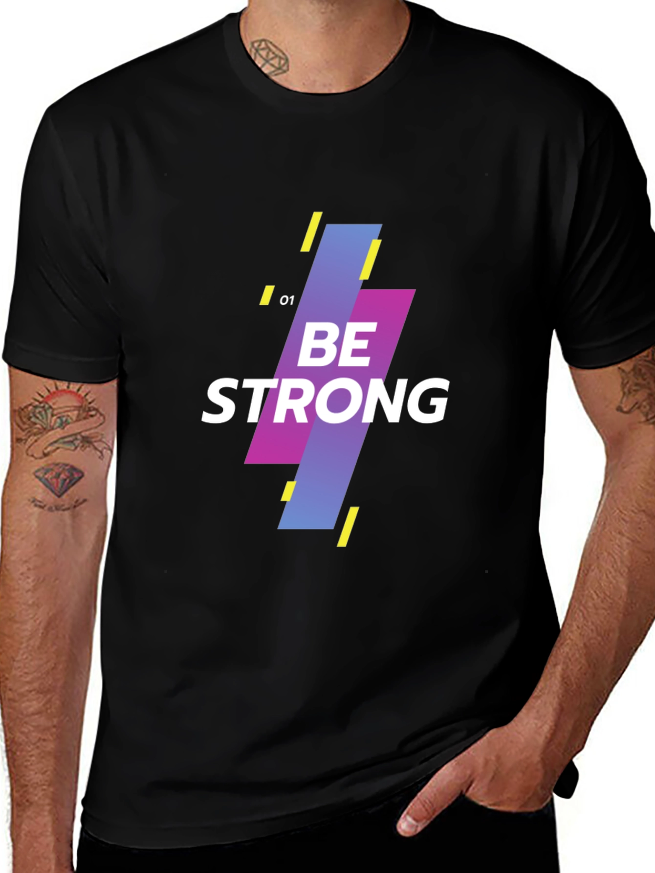 Be Strong Graphic Tee - Black Cotton T-Shirt