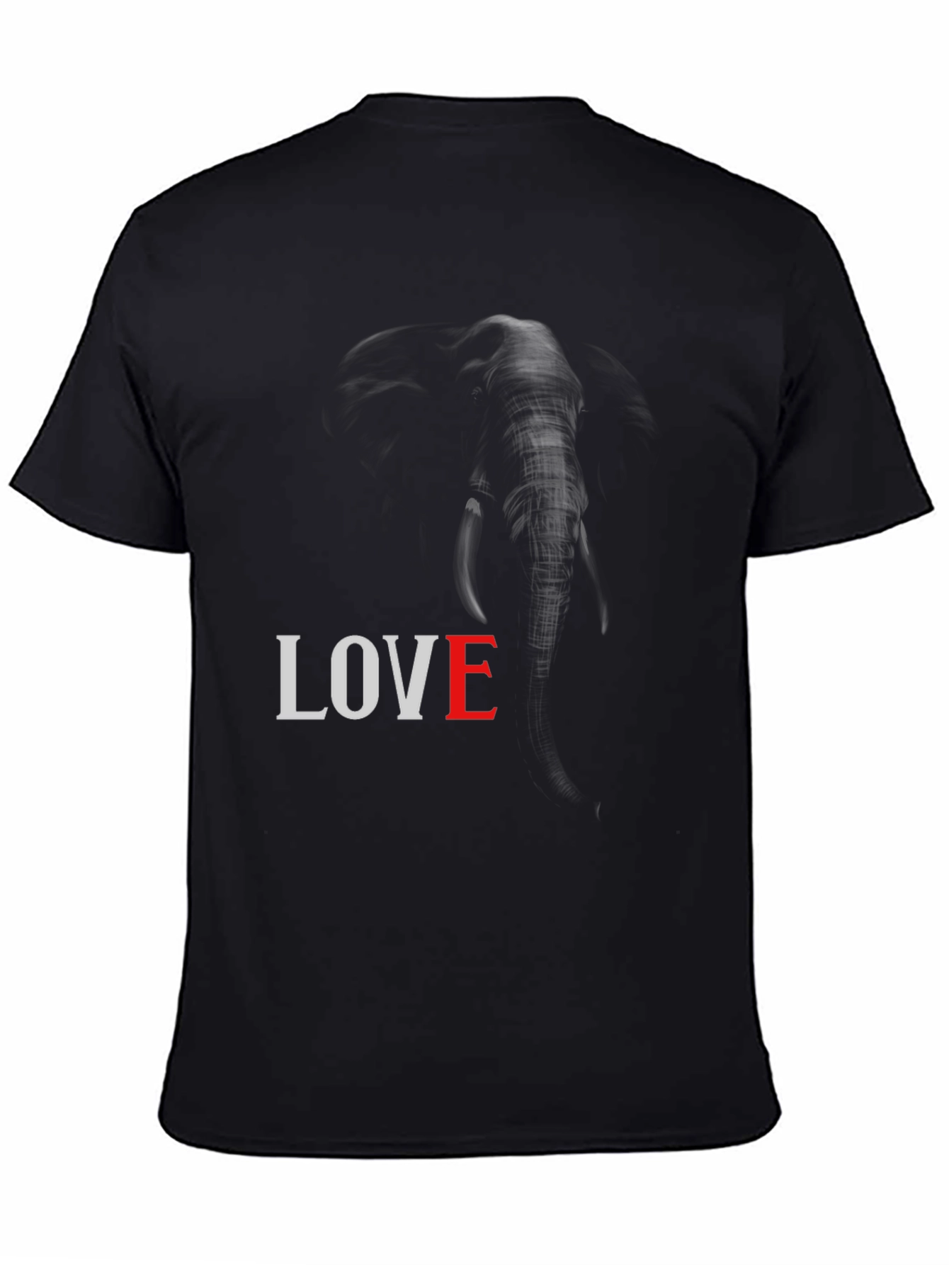 Elephant LOVE Graphic Tee - Unisex Black T-Shirt