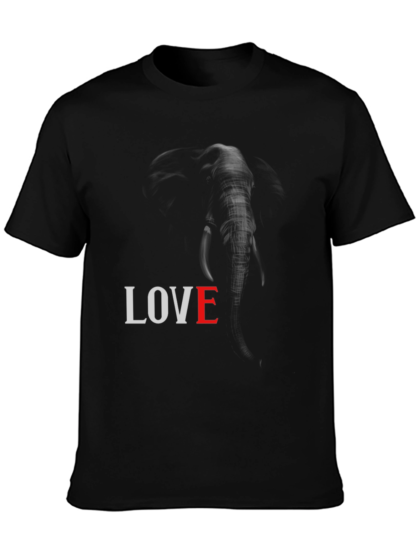 Elephant LOVE Graphic Tee - Unisex Black T-Shirt