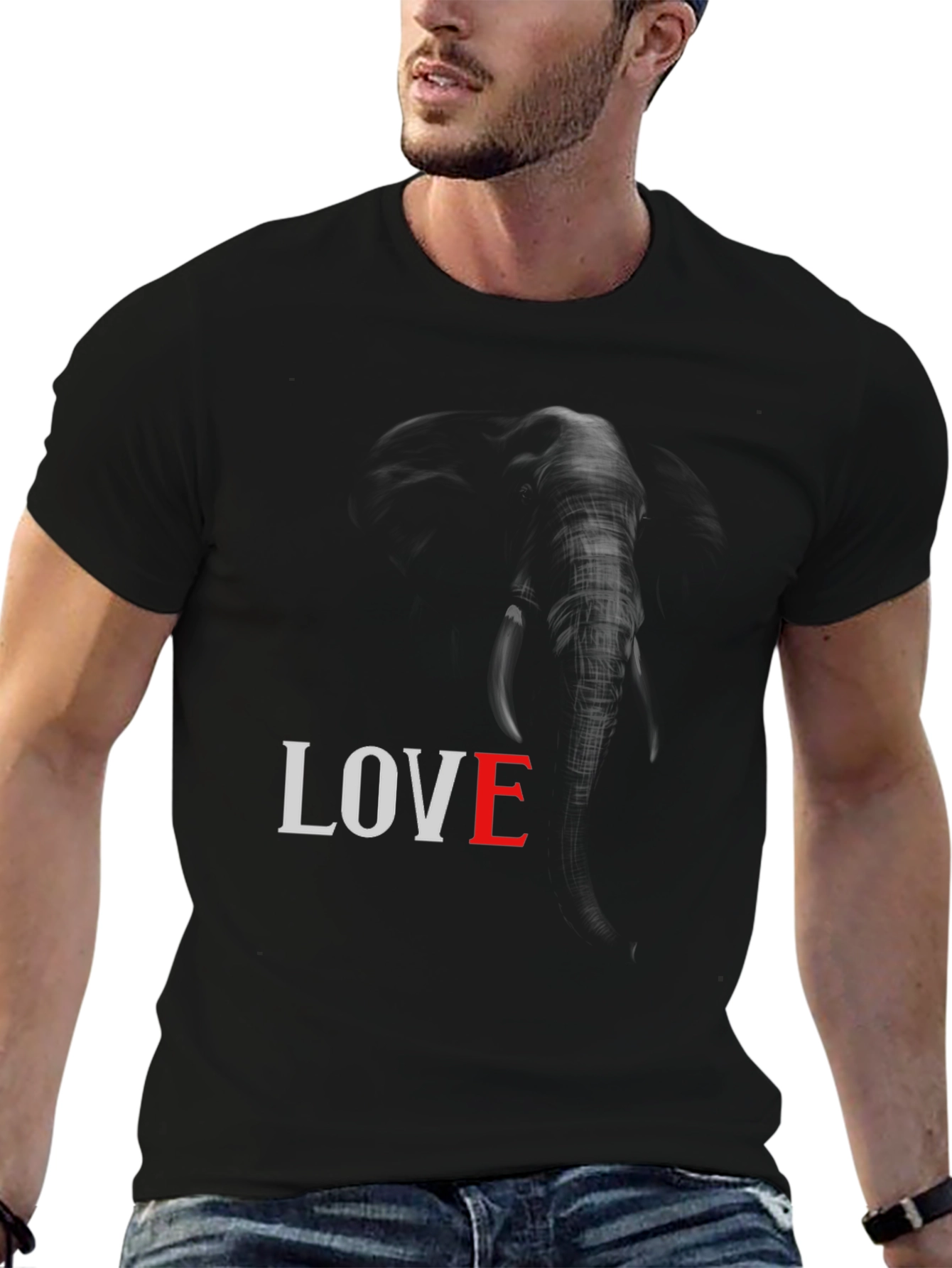 Elephant LOVE Graphic Tee - Unisex Black T-Shirt