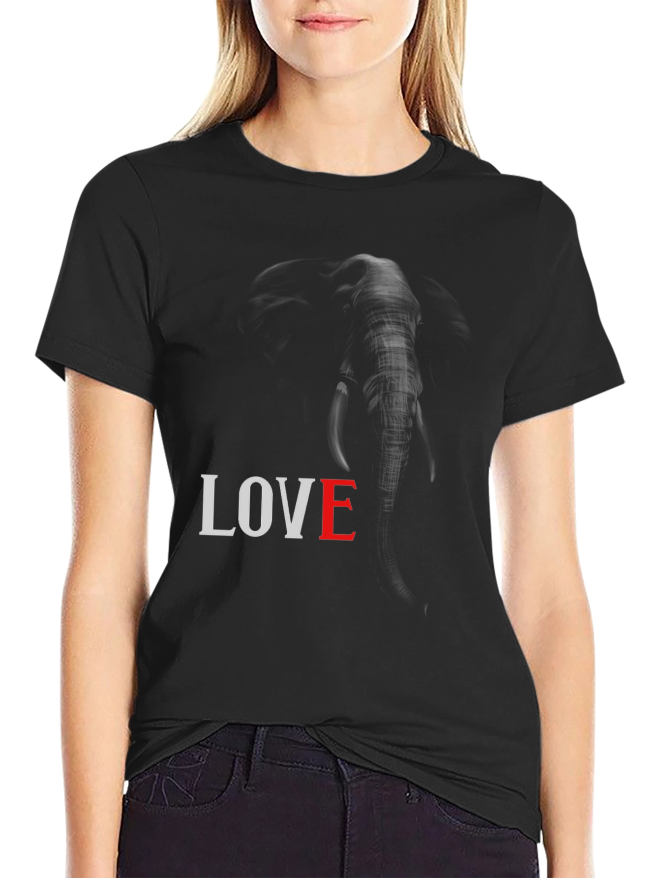 Elephant LOVE Graphic Tee - Unisex Black T-Shirt
