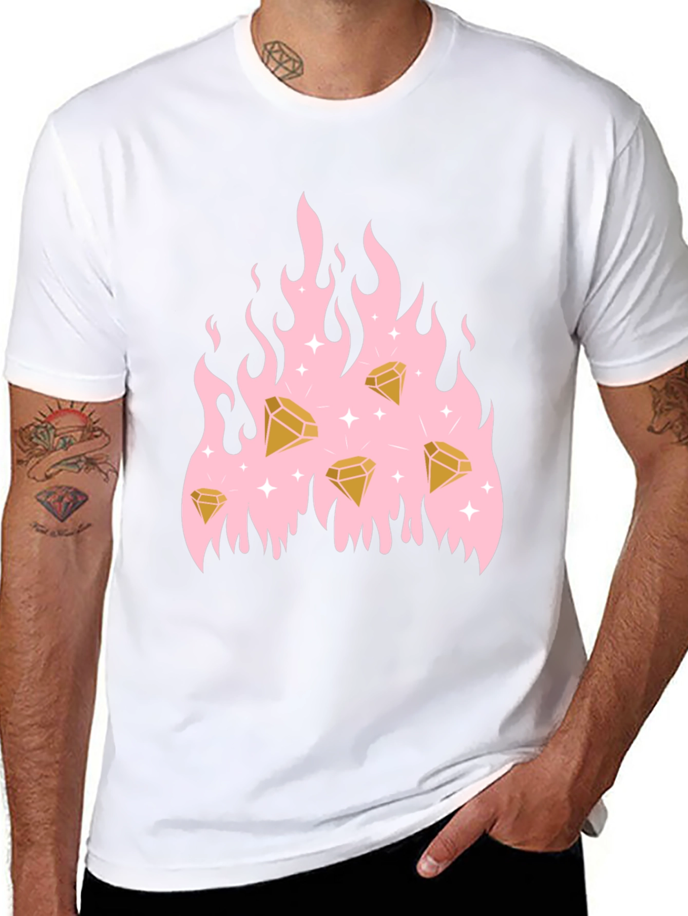 Diamond Flames Graphic Tee - Black T-Shirt