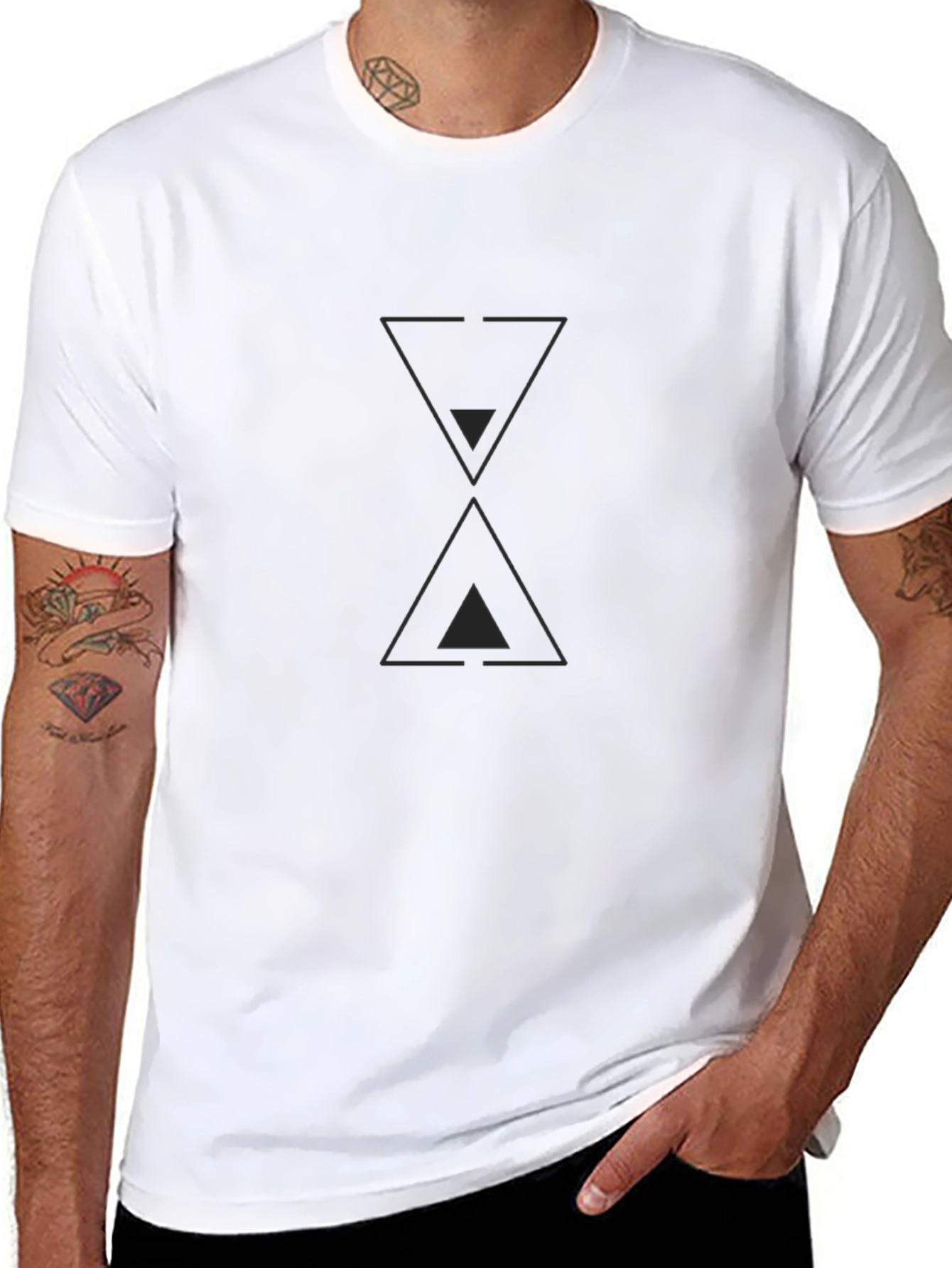 Mens Black T-Shirt with Hourglass Graphic