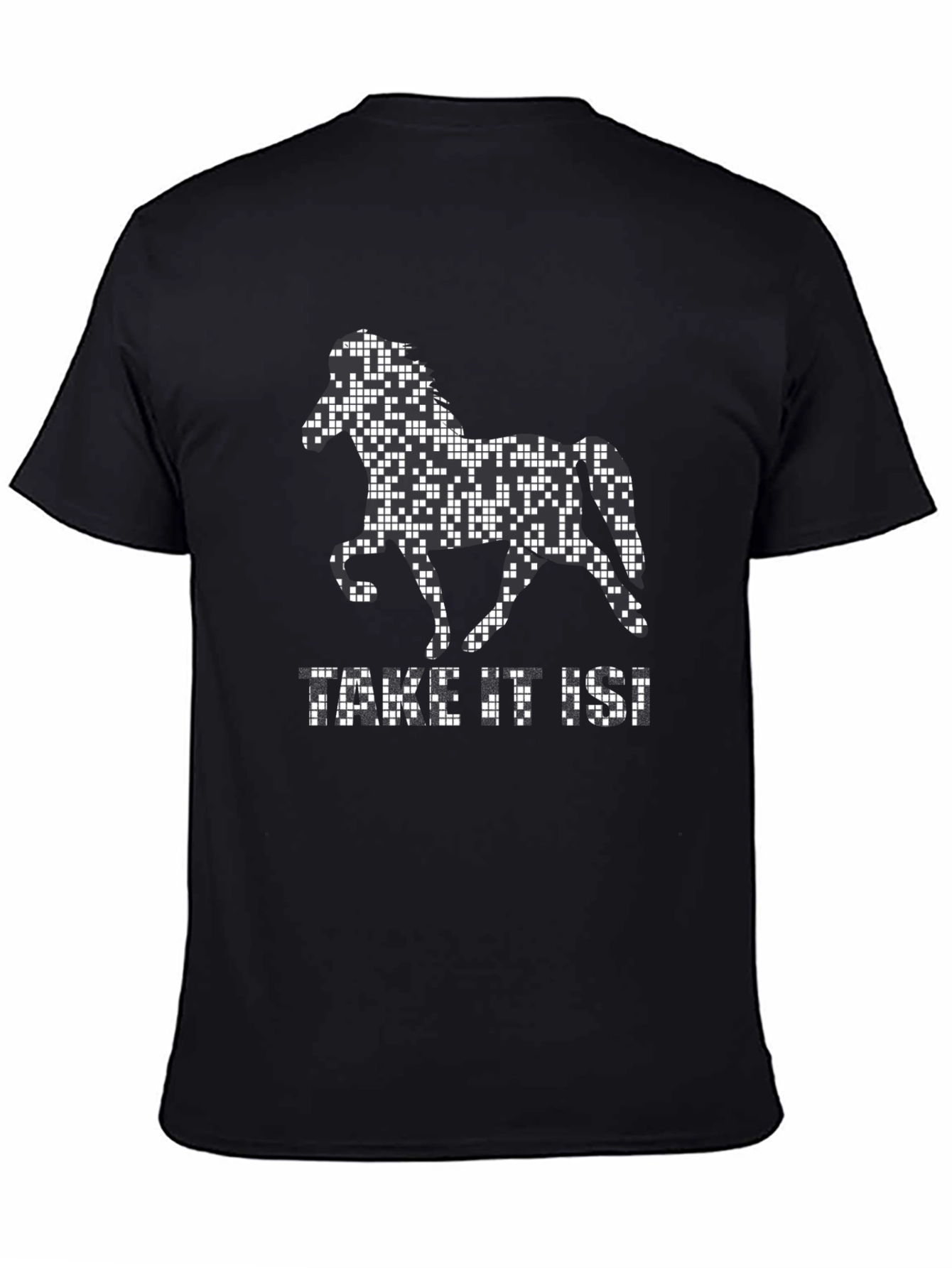 Pixelated Horse Graphic T-Shirt - Black