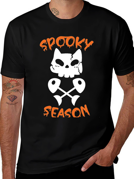 Spooky Season Cat Skeleton Graphic Tee