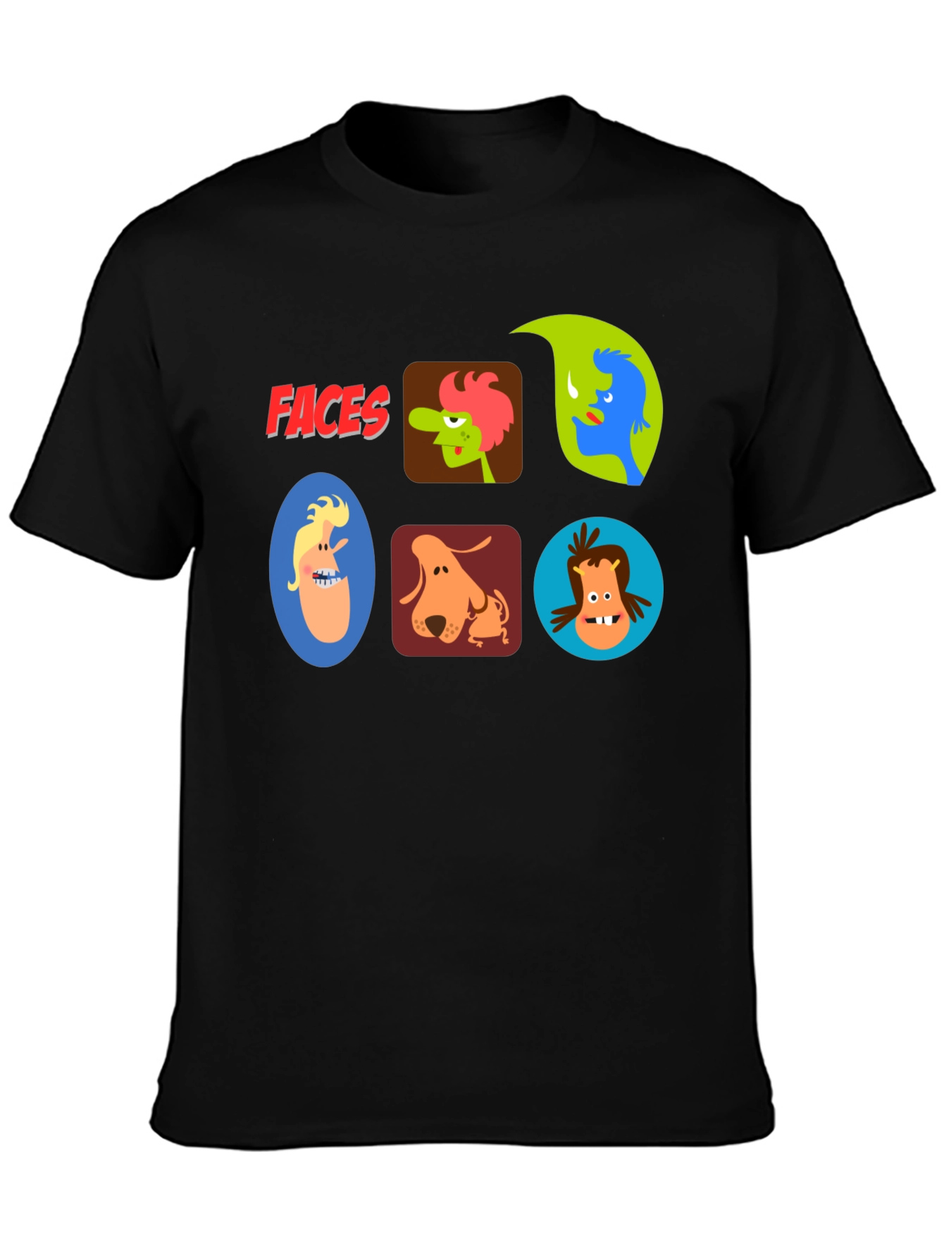 Faces Graphic T-Shirt - Fun Cartoon Character Design
