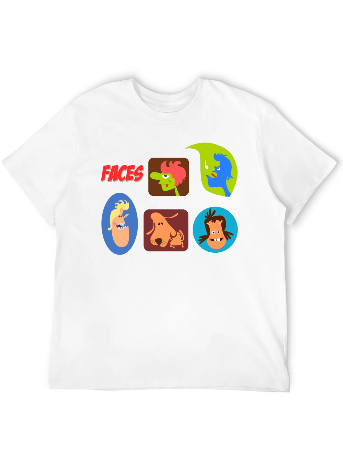 Faces Graphic T-Shirt - Fun Cartoon Character Design