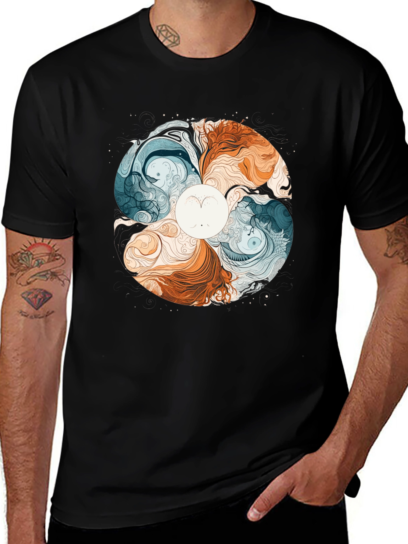 Yin Yang Style Graphic Tee - Balance & Harmony