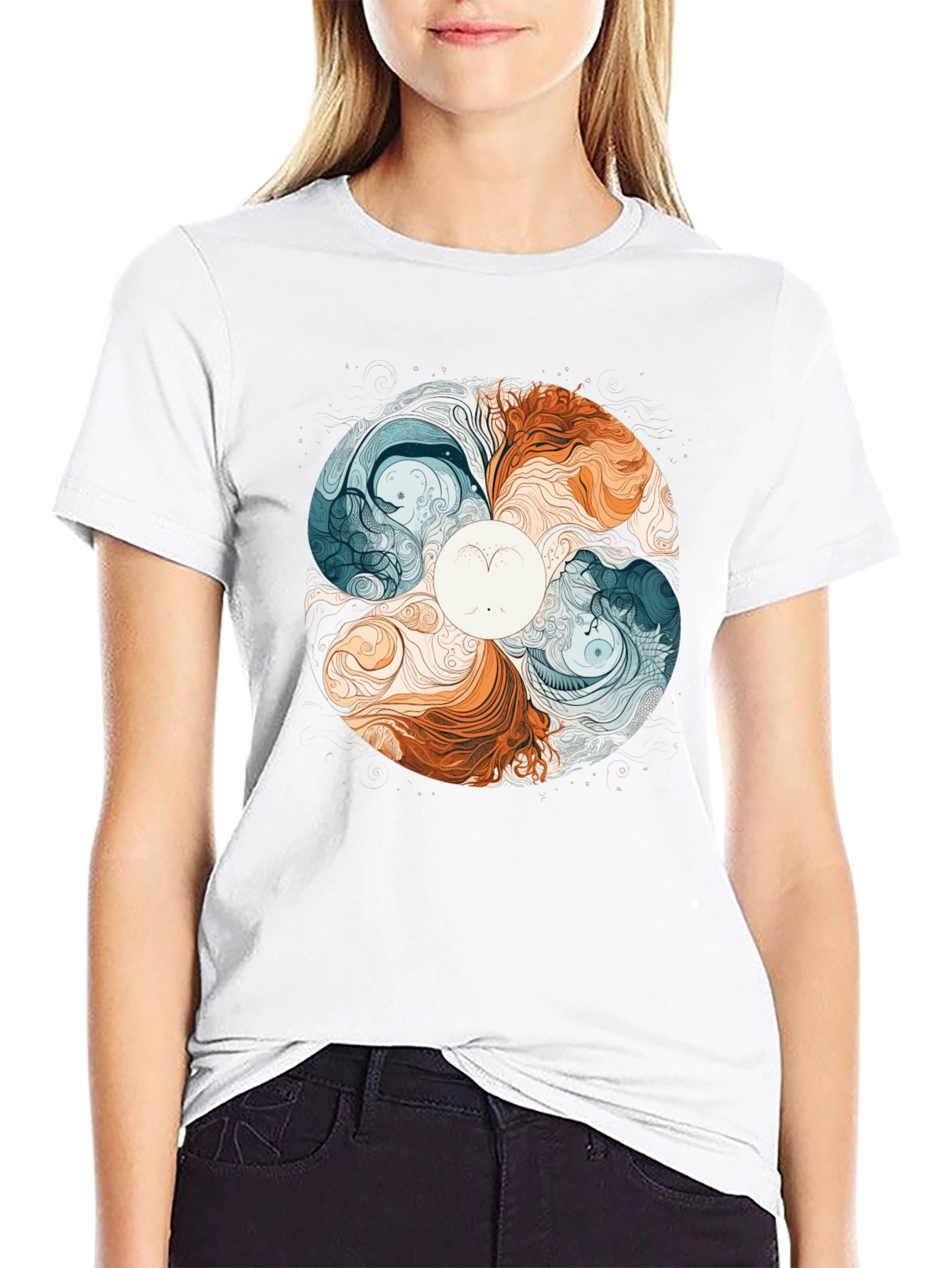 Yin Yang Style Graphic Tee - Balance & Harmony