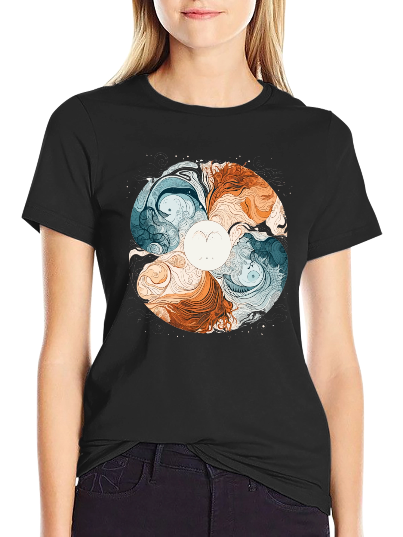 Yin Yang Style Graphic Tee - Balance & Harmony