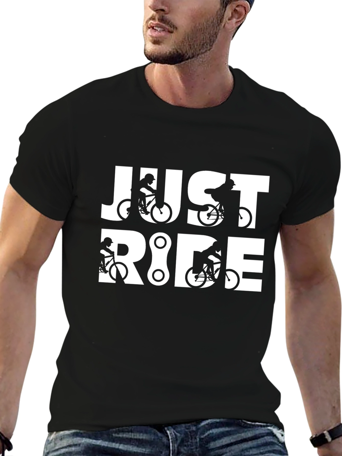 Just Ride Black Graphic Tee - Biker T-Shirt