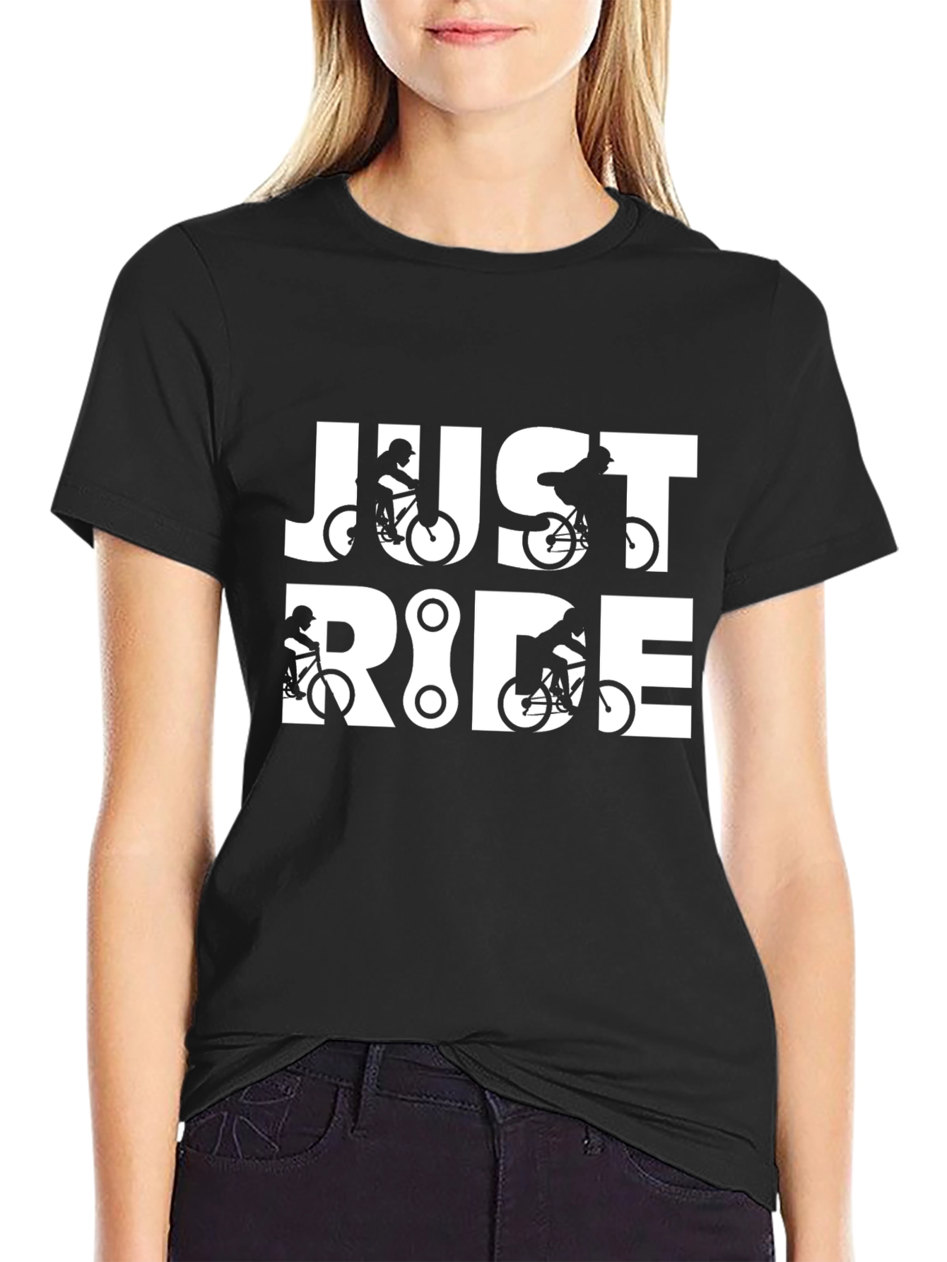 Just Ride Black Graphic Tee - Biker T-Shirt