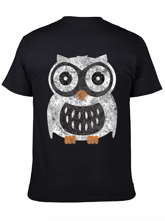Cool Owl Graphic Tee - Black Cotton Blend Shirt