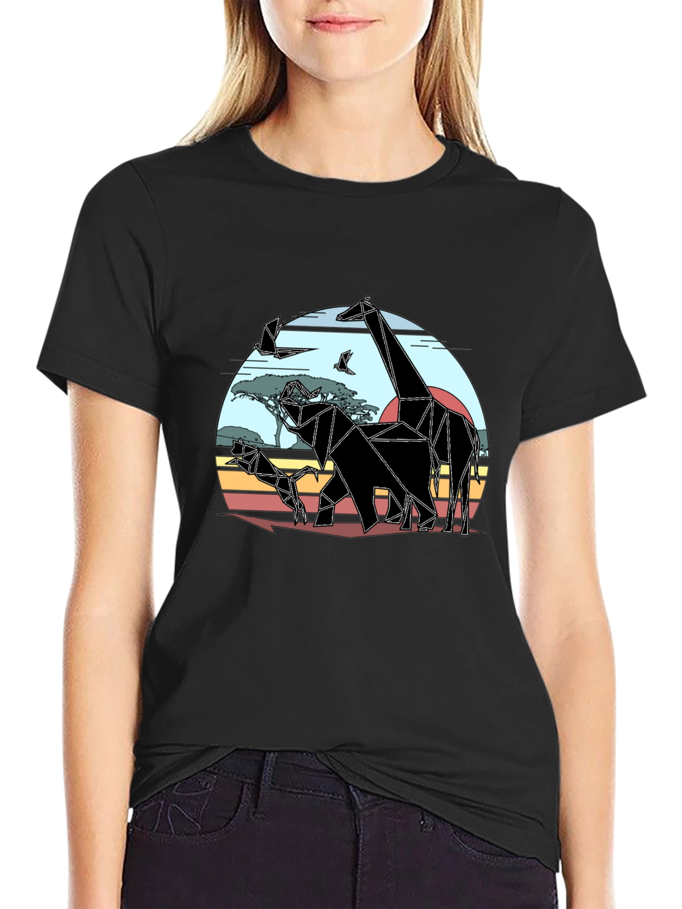 Geometric African Animals Mens T-Shirt