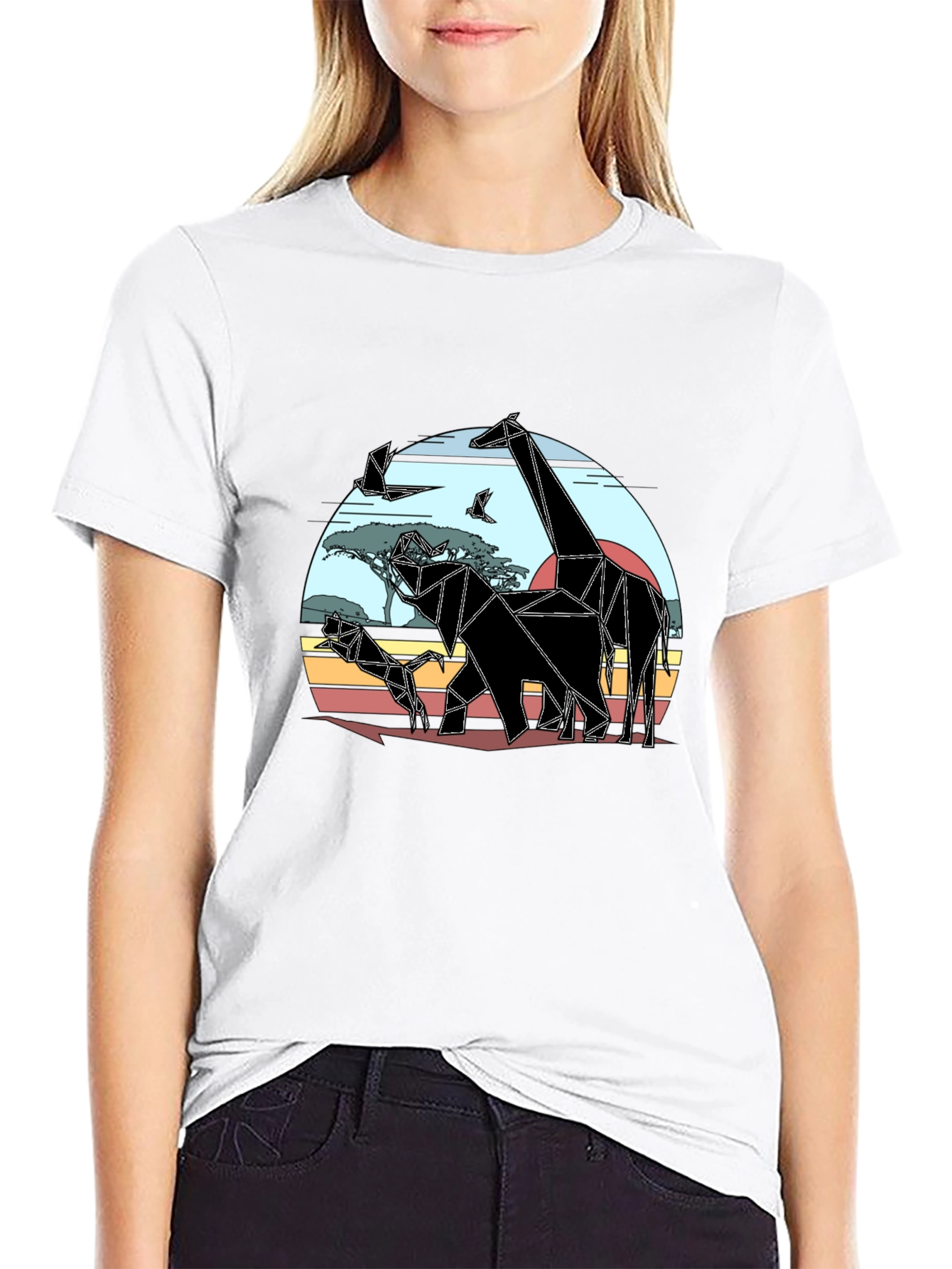 Geometric African Animals Mens T-Shirt