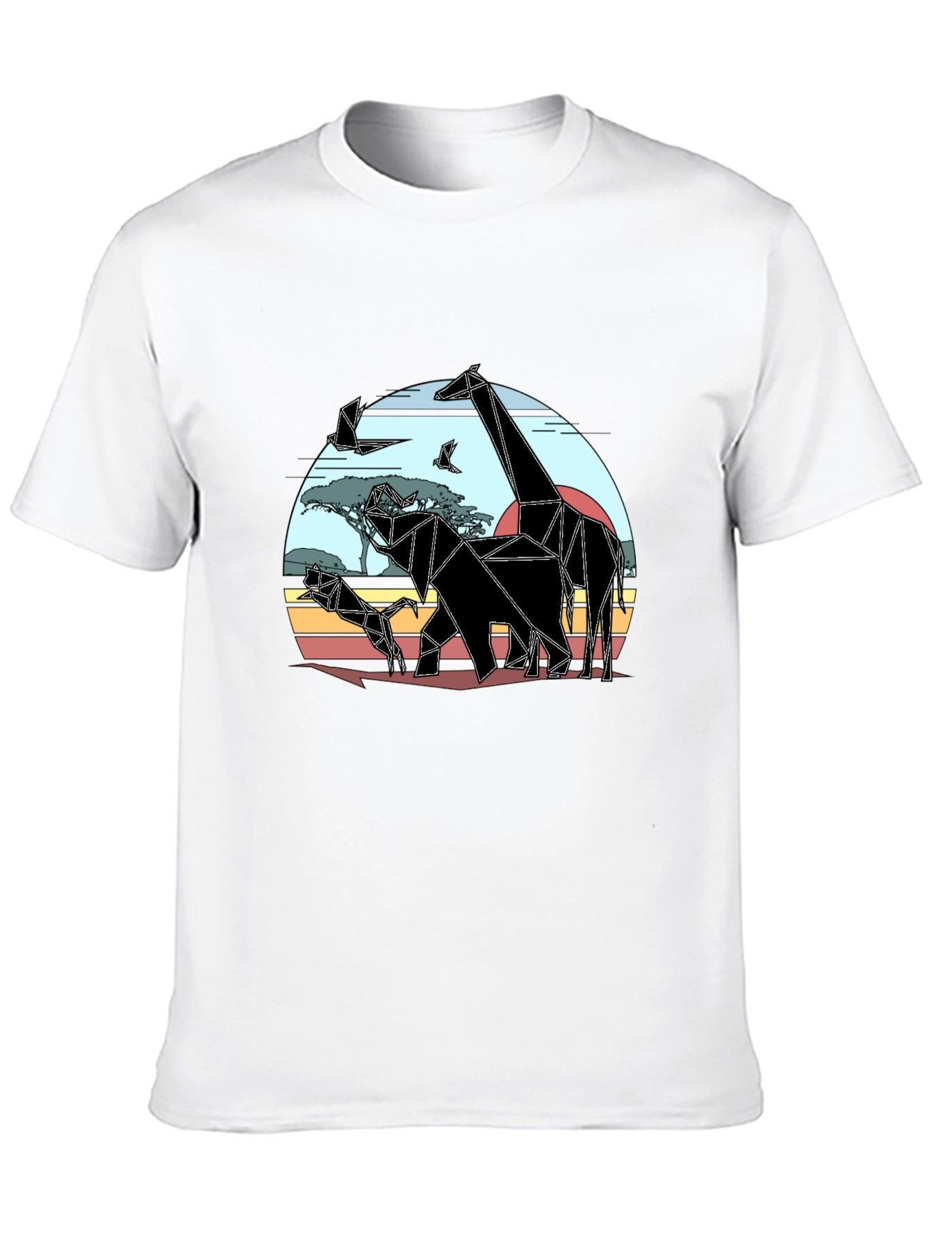 Geometric African Animals Mens T-Shirt