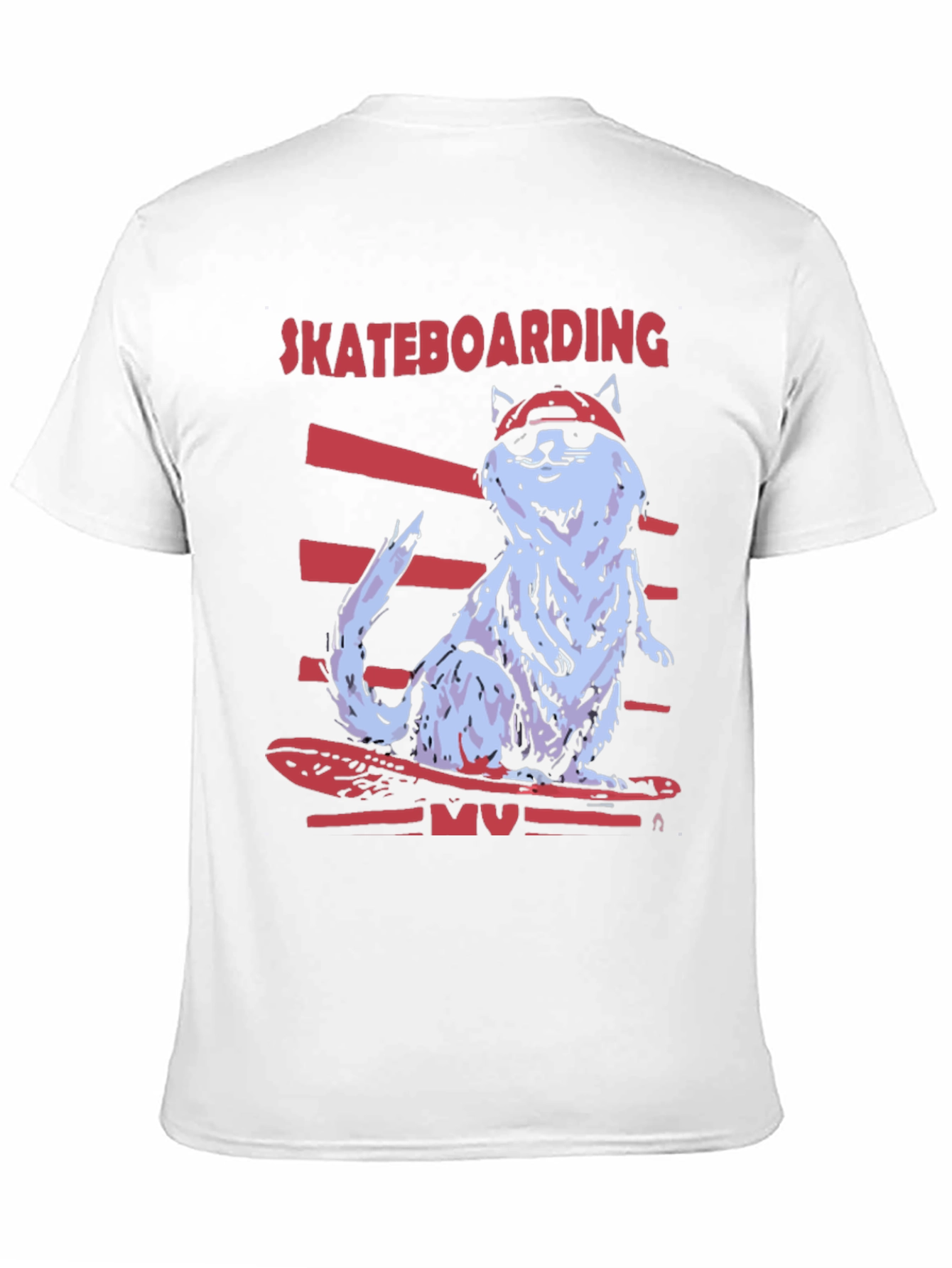 Skateboarding Cat T-Shirt - Cool Graphic Tee