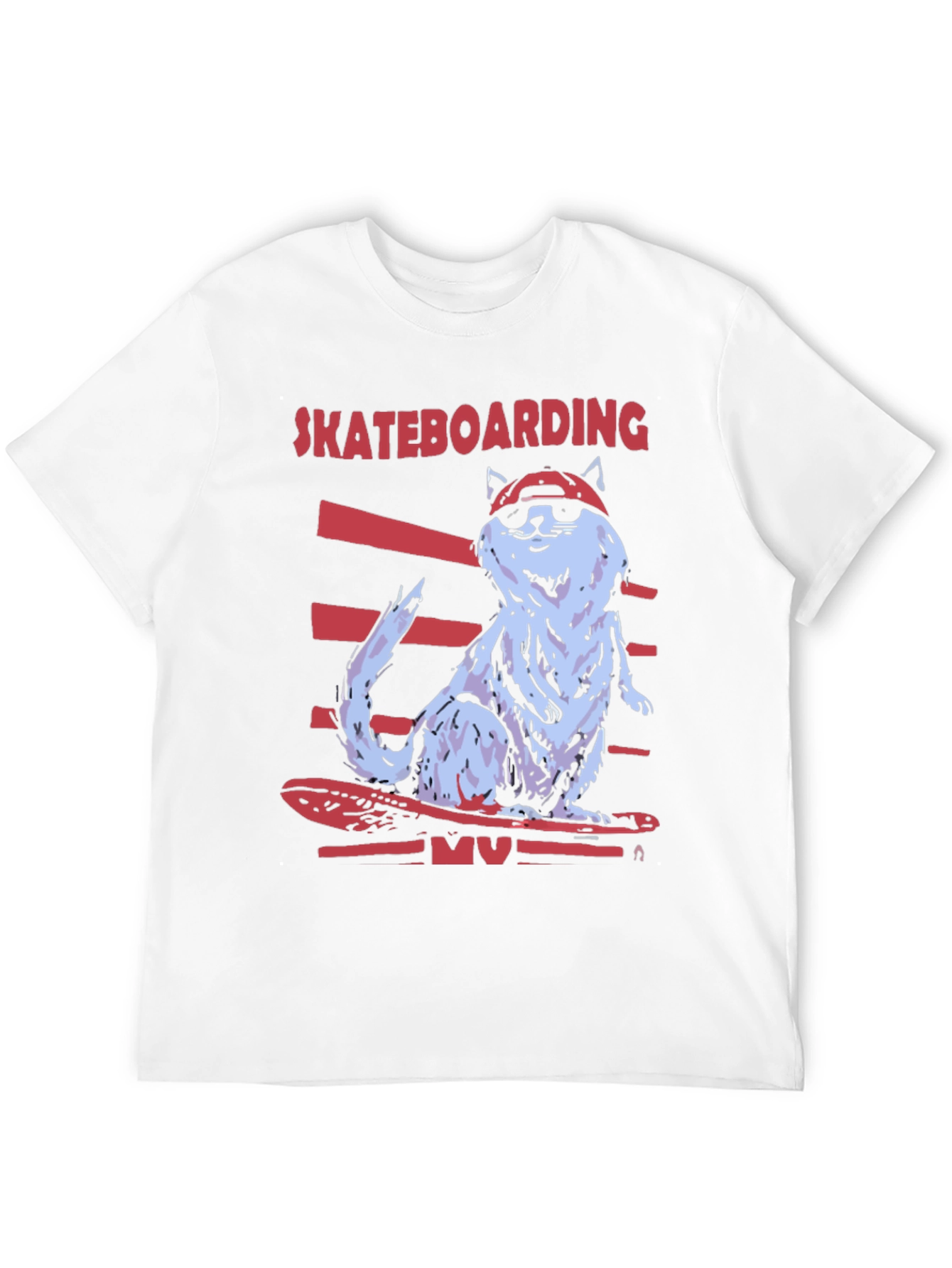 Skateboarding Cat T-Shirt - Cool Graphic Tee