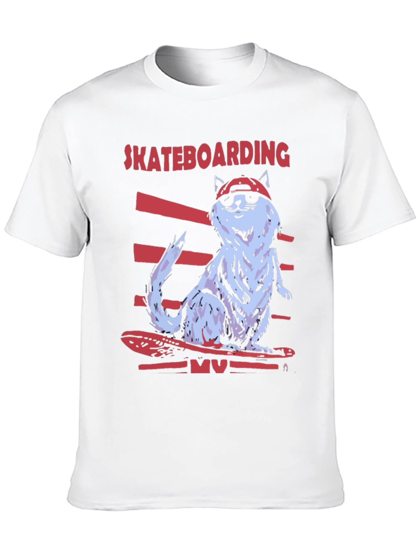 Skateboarding Cat T-Shirt - Cool Graphic Tee