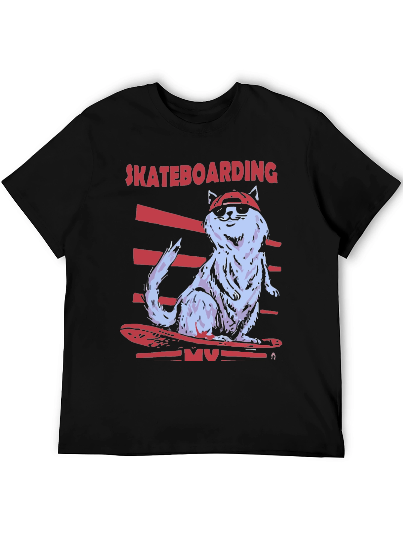 Skateboarding Cat T-Shirt - Cool Graphic Tee