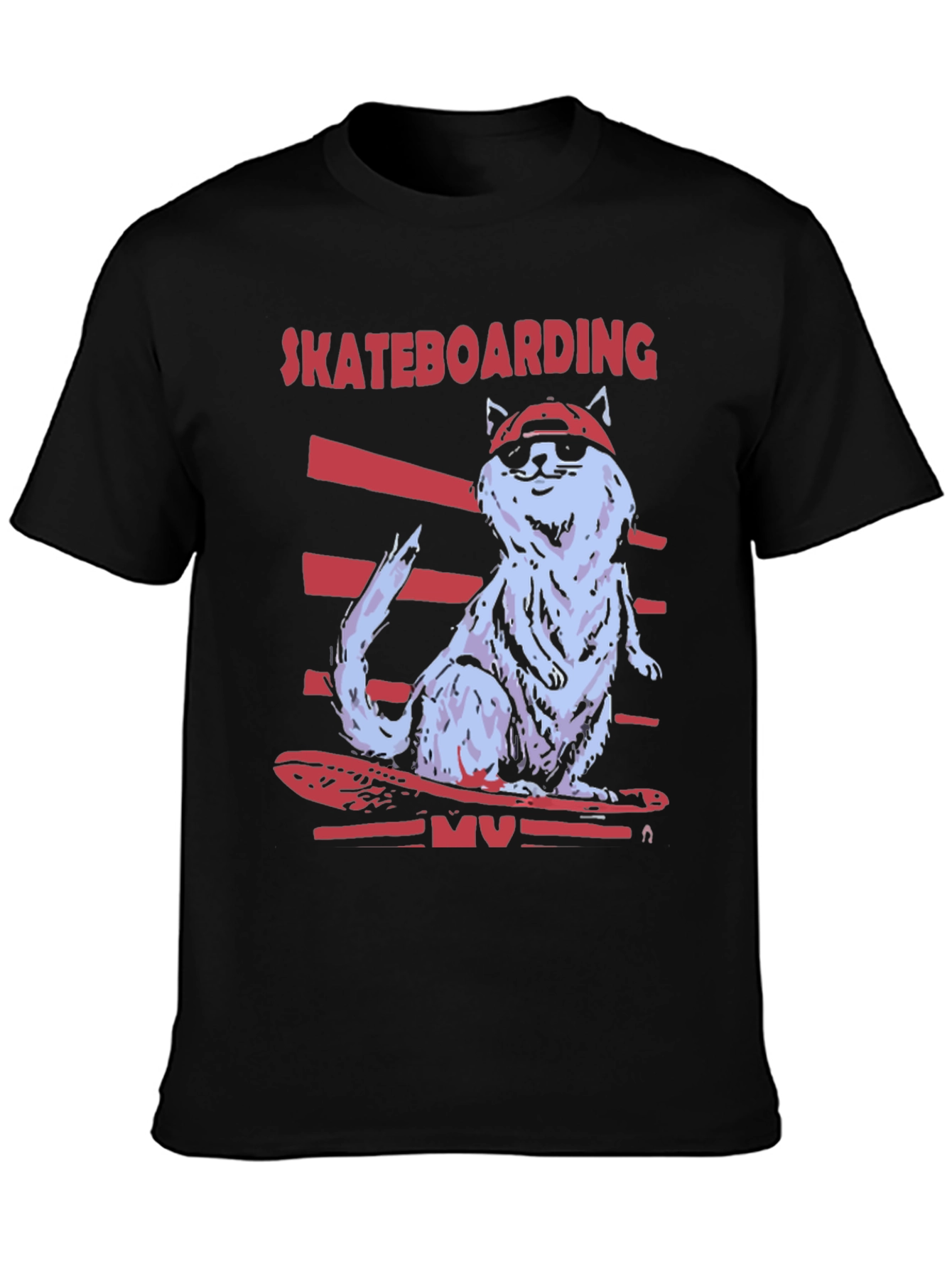 Skateboarding Cat T-Shirt - Cool Graphic Tee