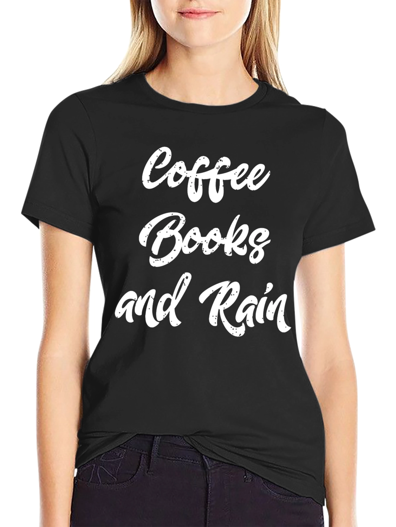 Coffee Books and Rain Black Graphic Tee