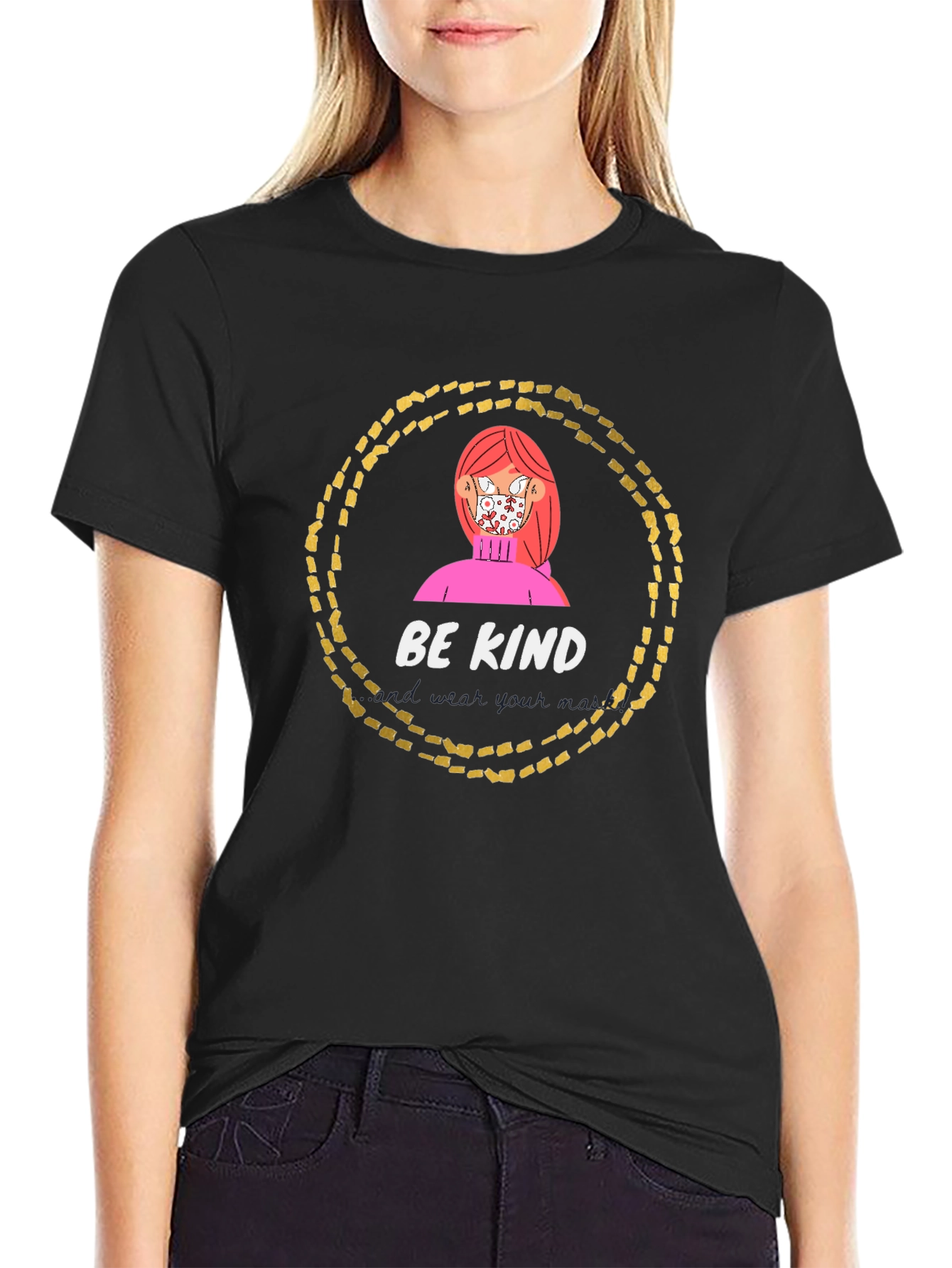 Be Kind Graphic Tee - Black Cotton Casual Wear
