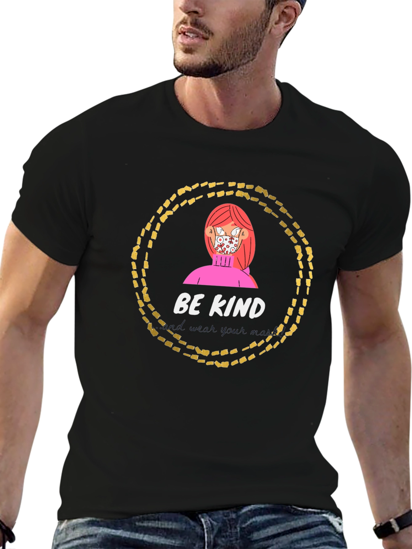 Be Kind Graphic Tee - Black Cotton Casual Wear