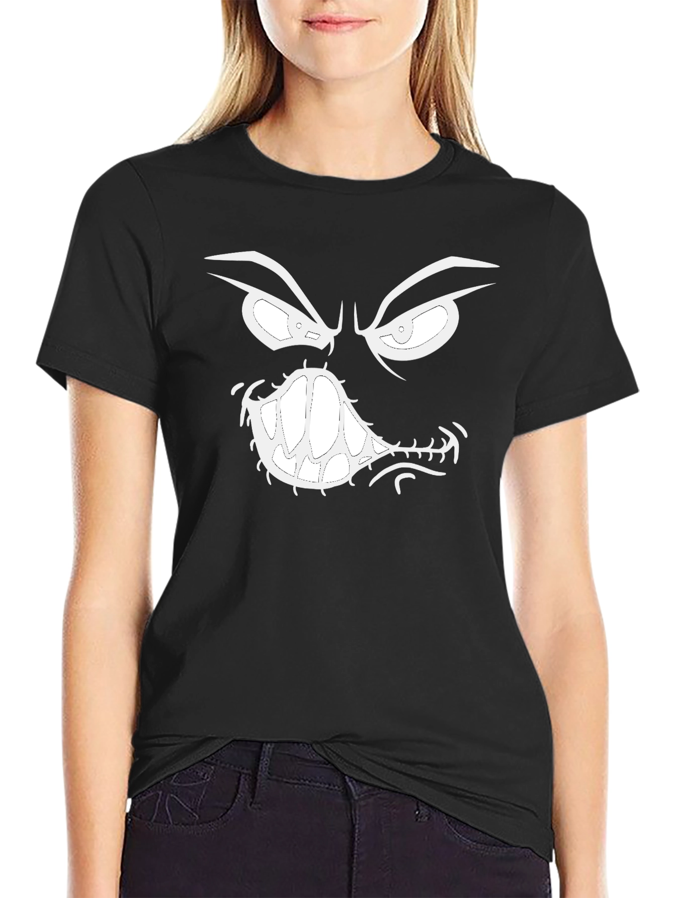 Monster Face Graphic Black T-Shirt