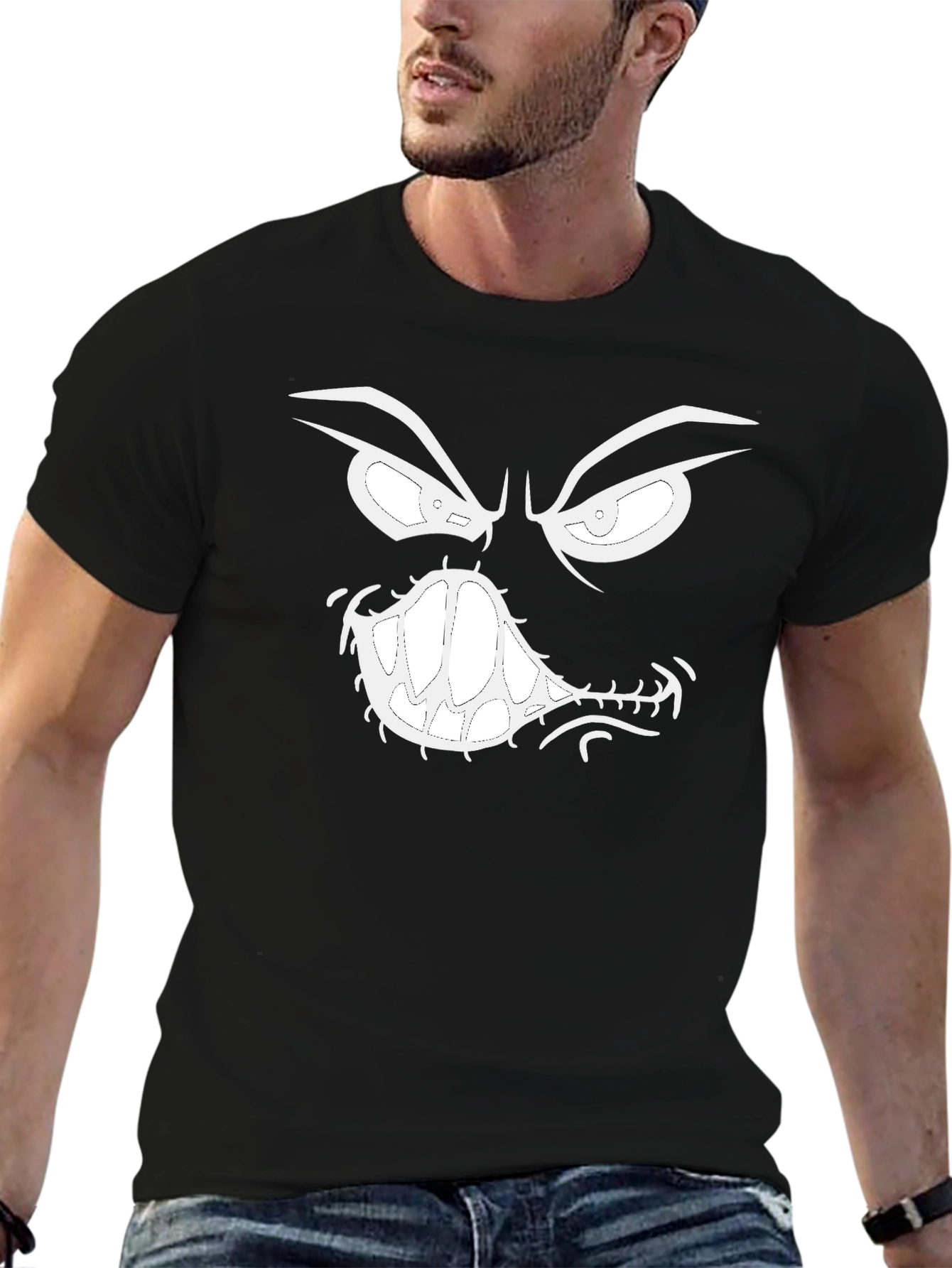 Monster Face Graphic Black T-Shirt