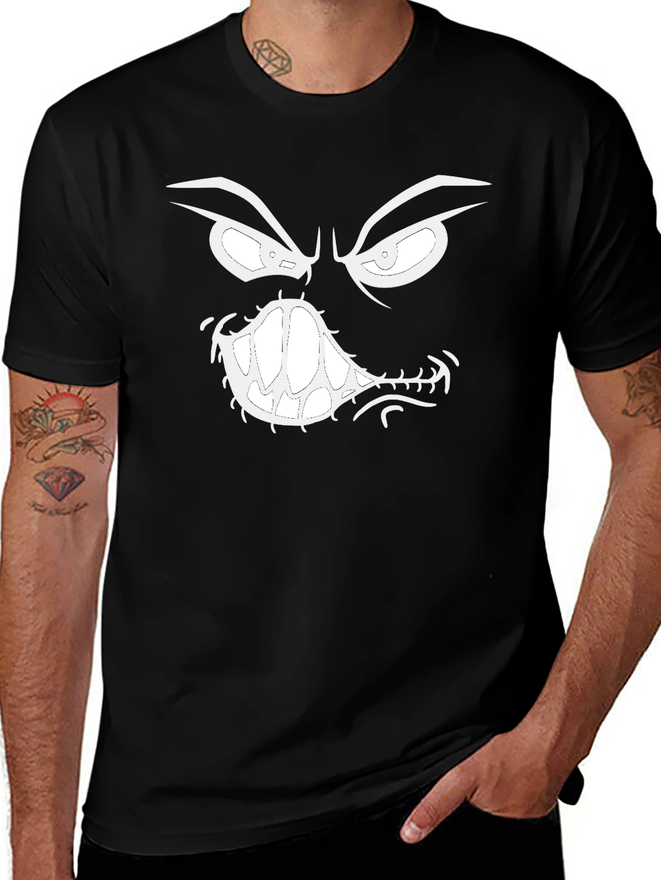 Monster Face Graphic Black T-Shirt