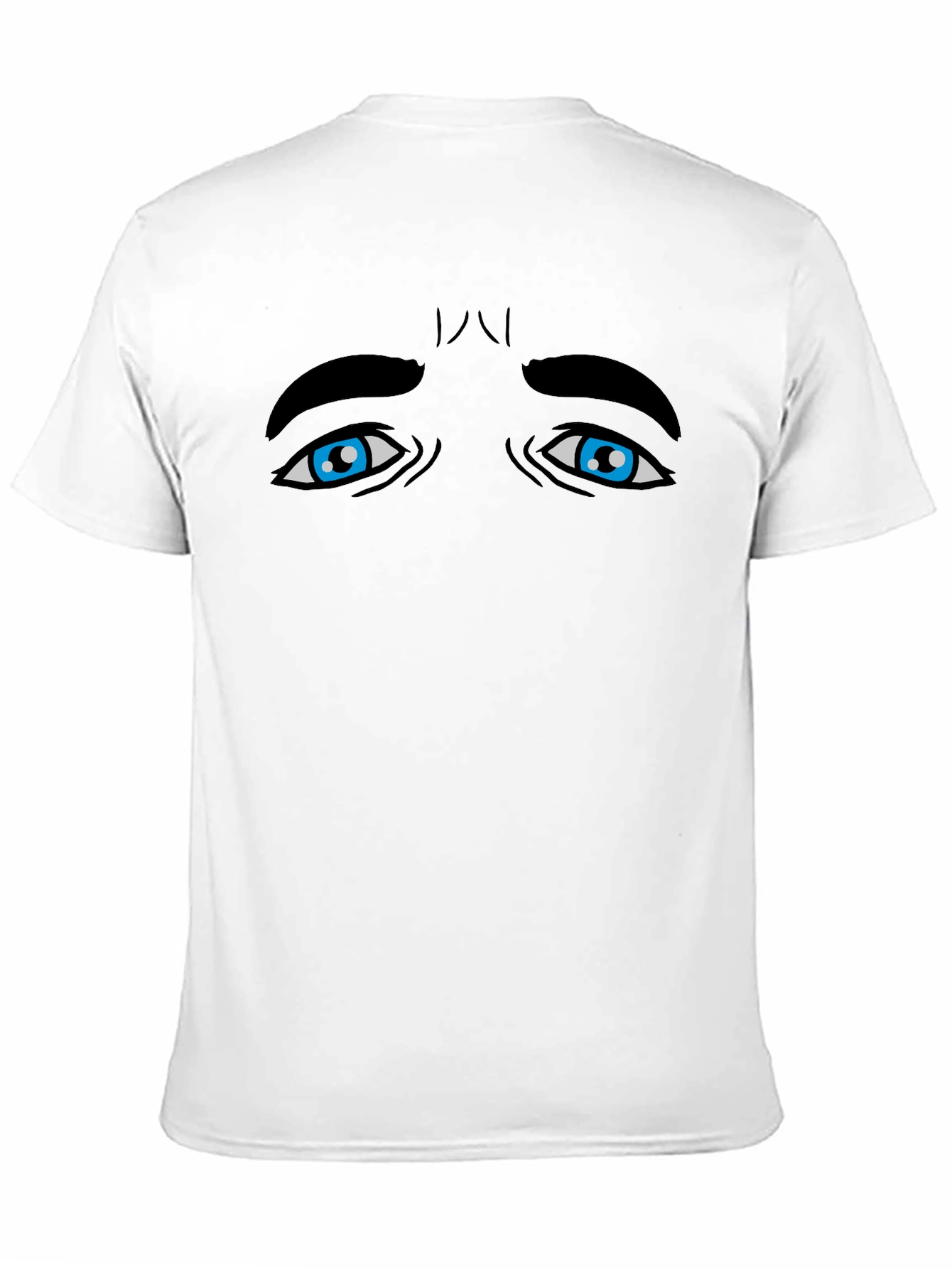 Expressive Blue Eyes Graphic Tee - Black Cotton