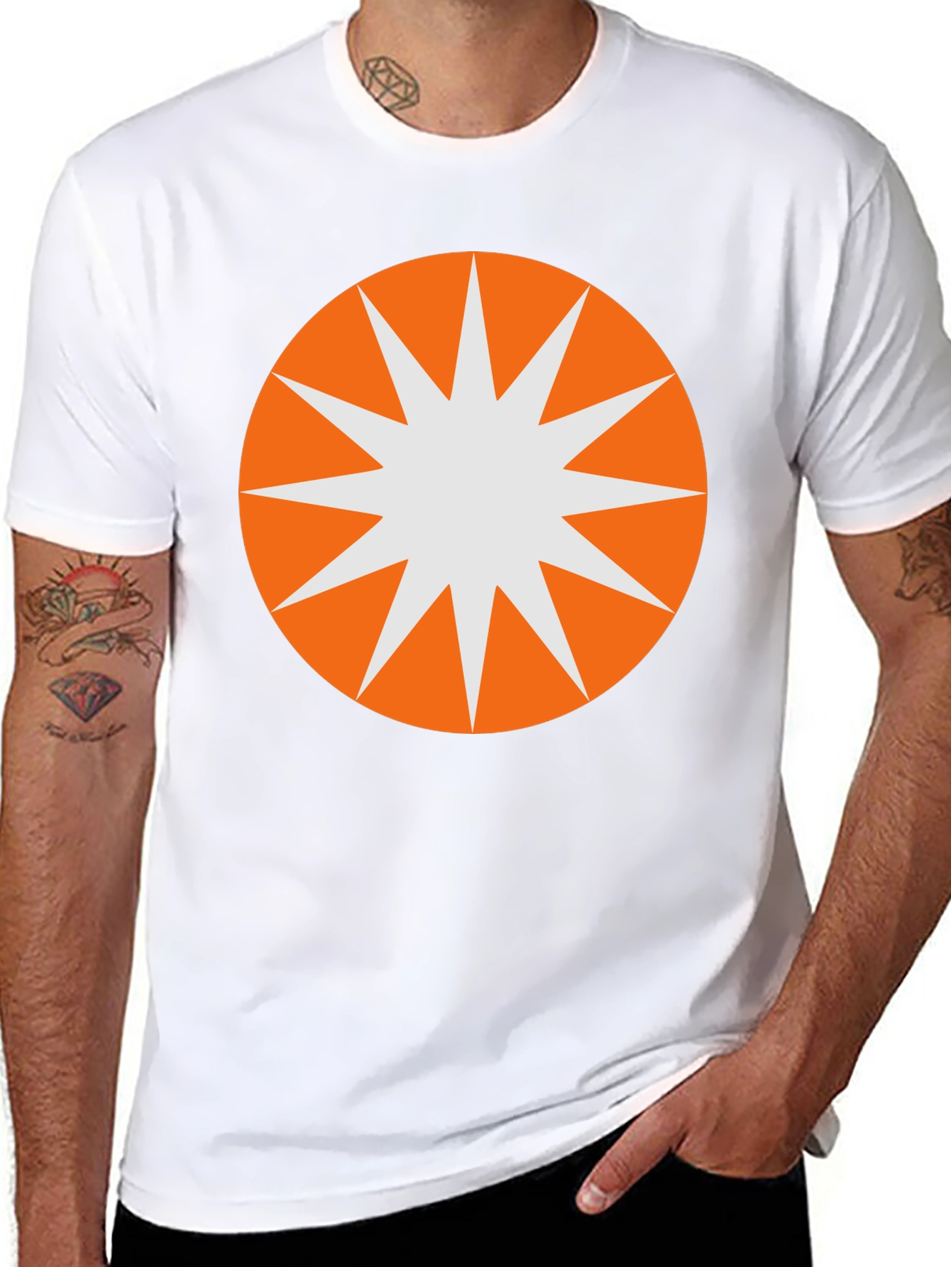 Starburst Graphic Tee - Black Cotton Blend Casual T-Shirt
