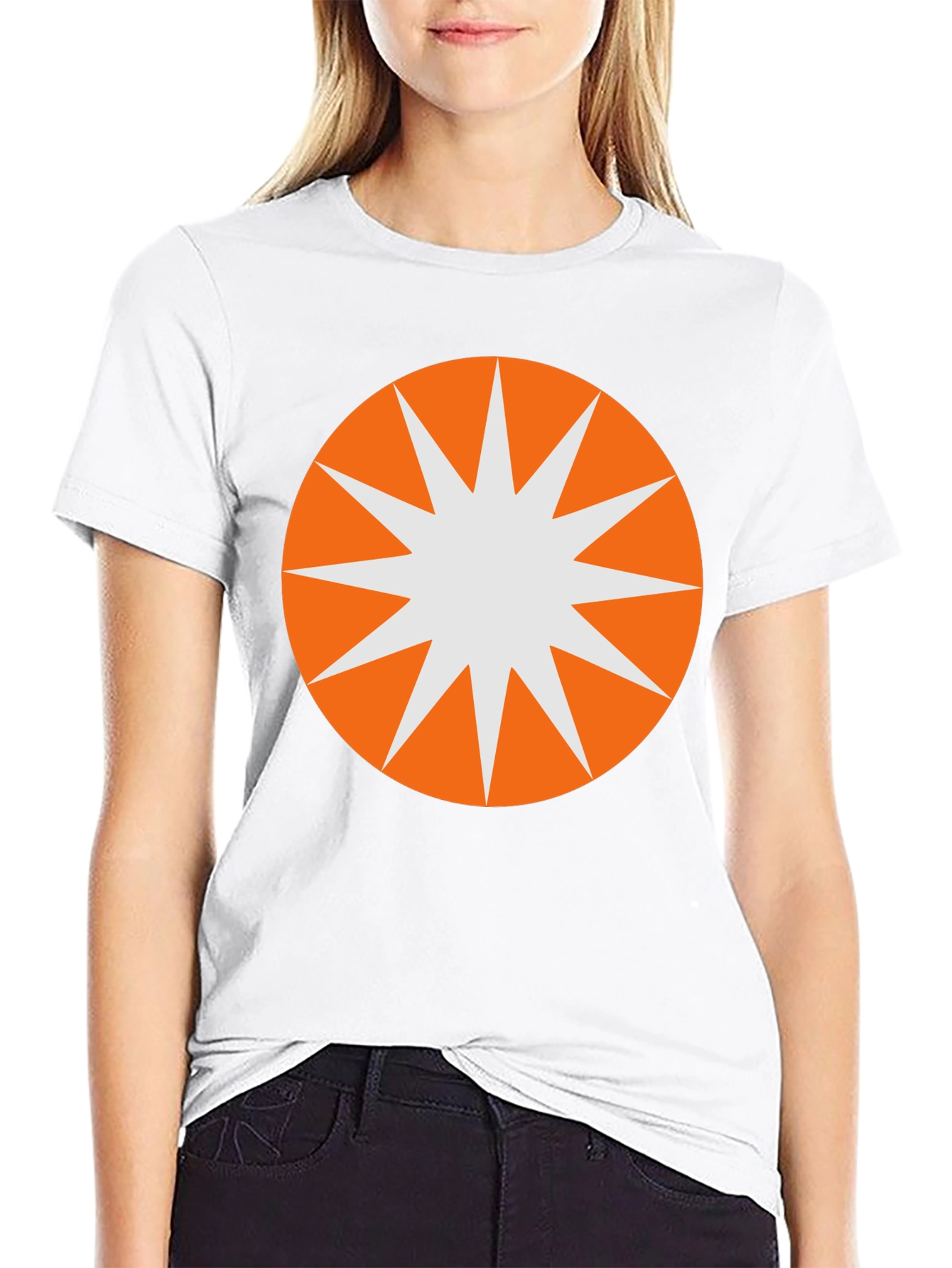 Starburst Graphic Tee - Black Cotton Blend Casual T-Shirt