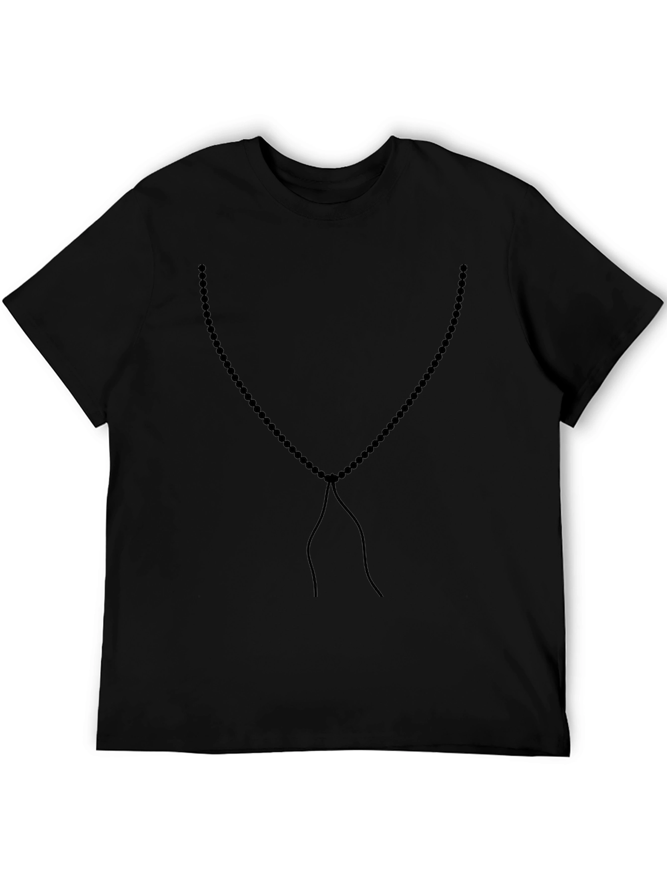 Mens Beaded Necklace Graphic Tee - Black