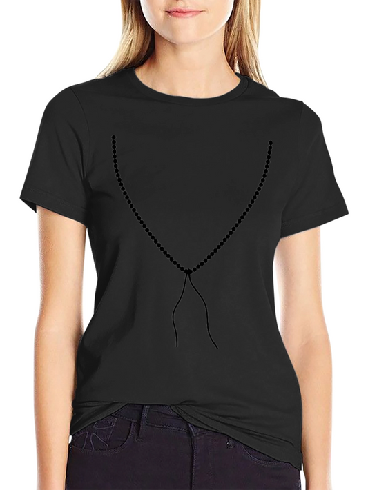 Mens Beaded Necklace Graphic Tee - Black