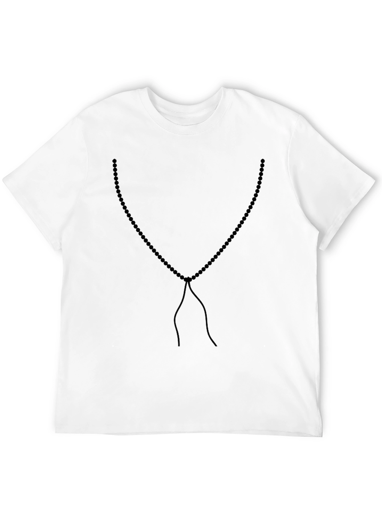 Mens Beaded Necklace Graphic Tee - Black