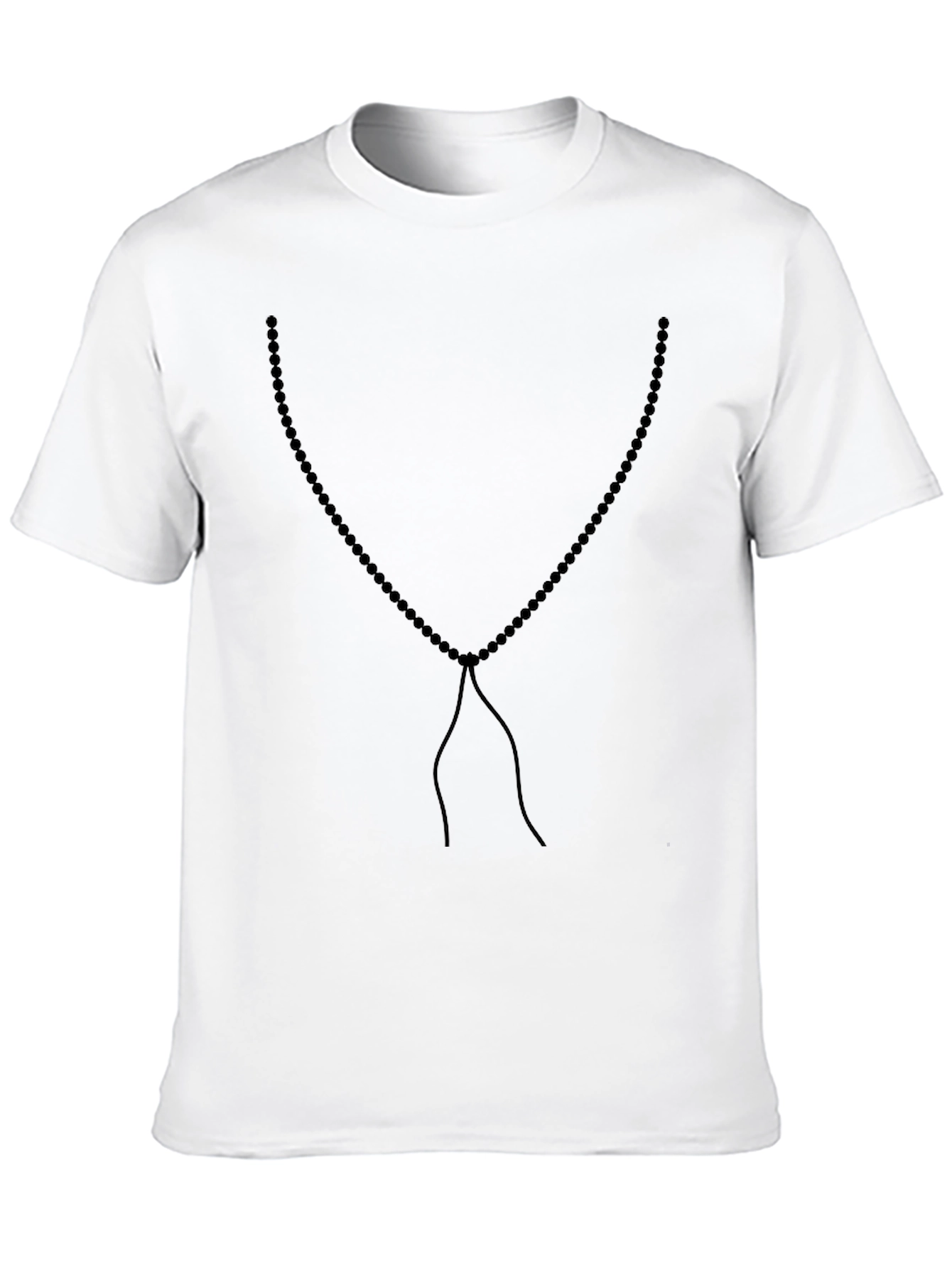 Mens Beaded Necklace Graphic Tee - Black
