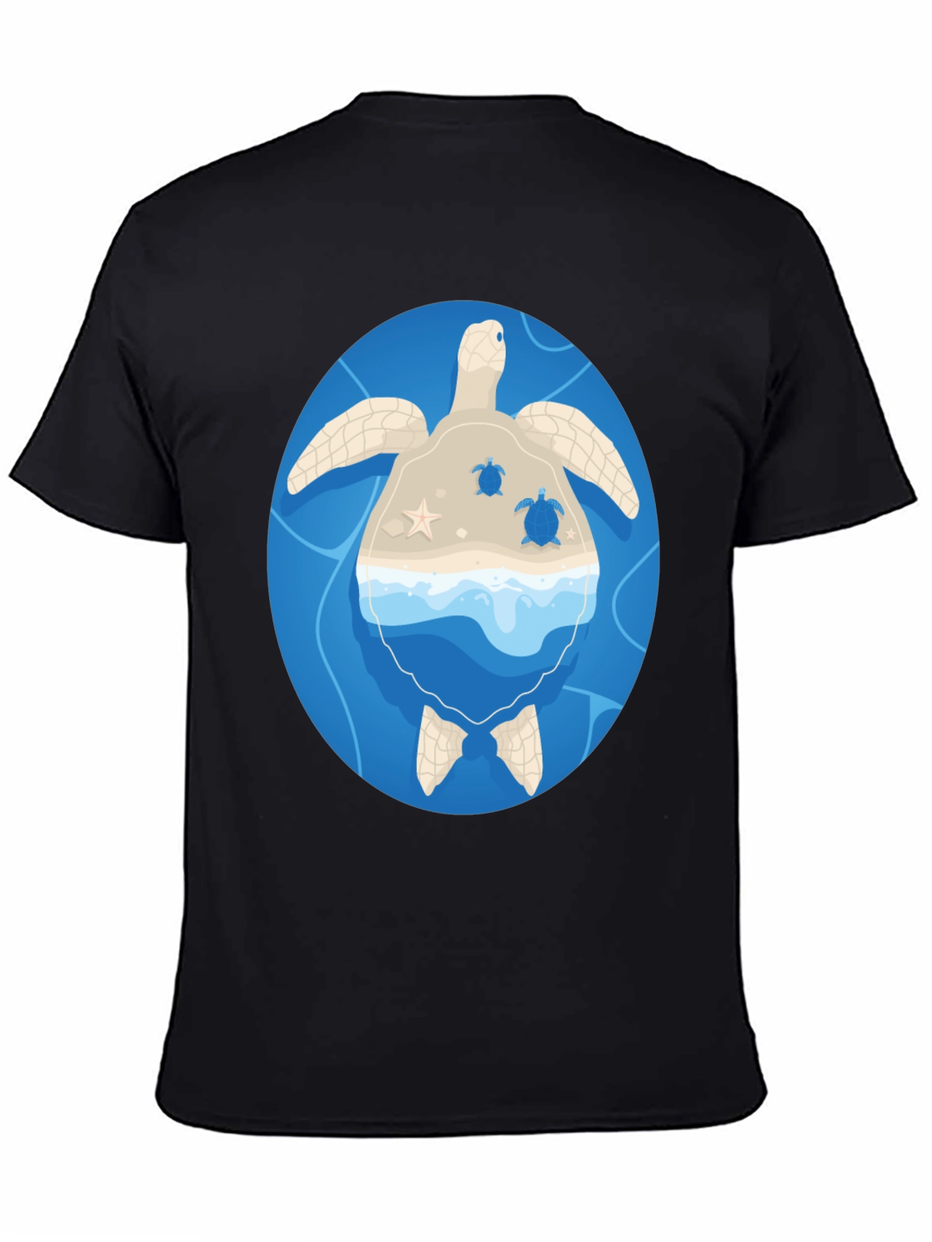Sea Turtle Island Graphic Tee - Black