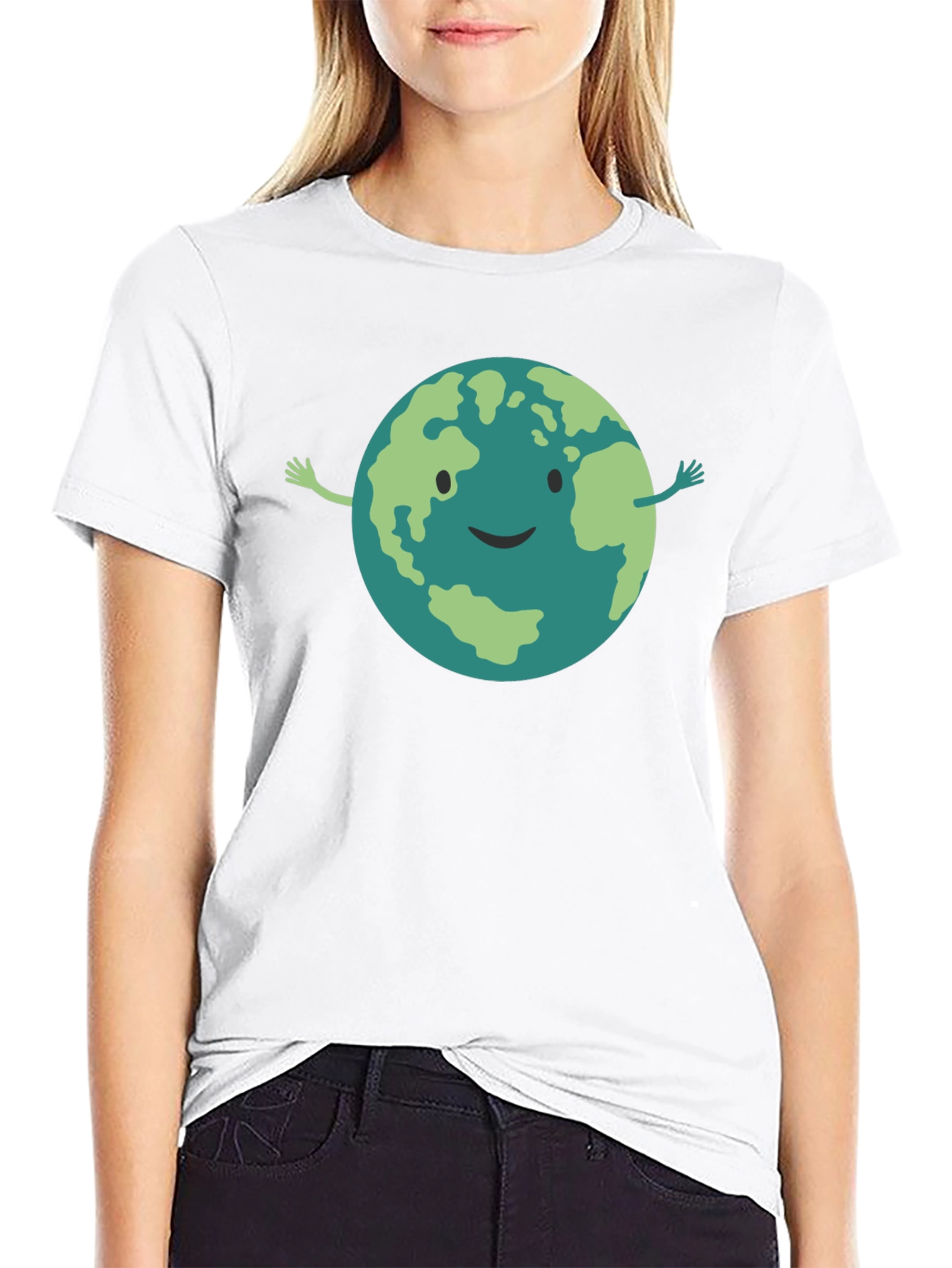 Smiling Earth Graphic Black T-Shirt