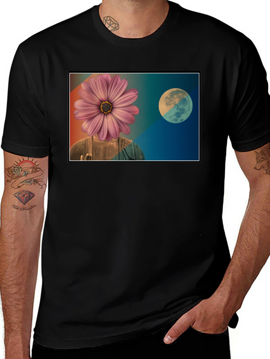 Floral Buddha Moon T-Shirt - Zen Style Graphic Tee