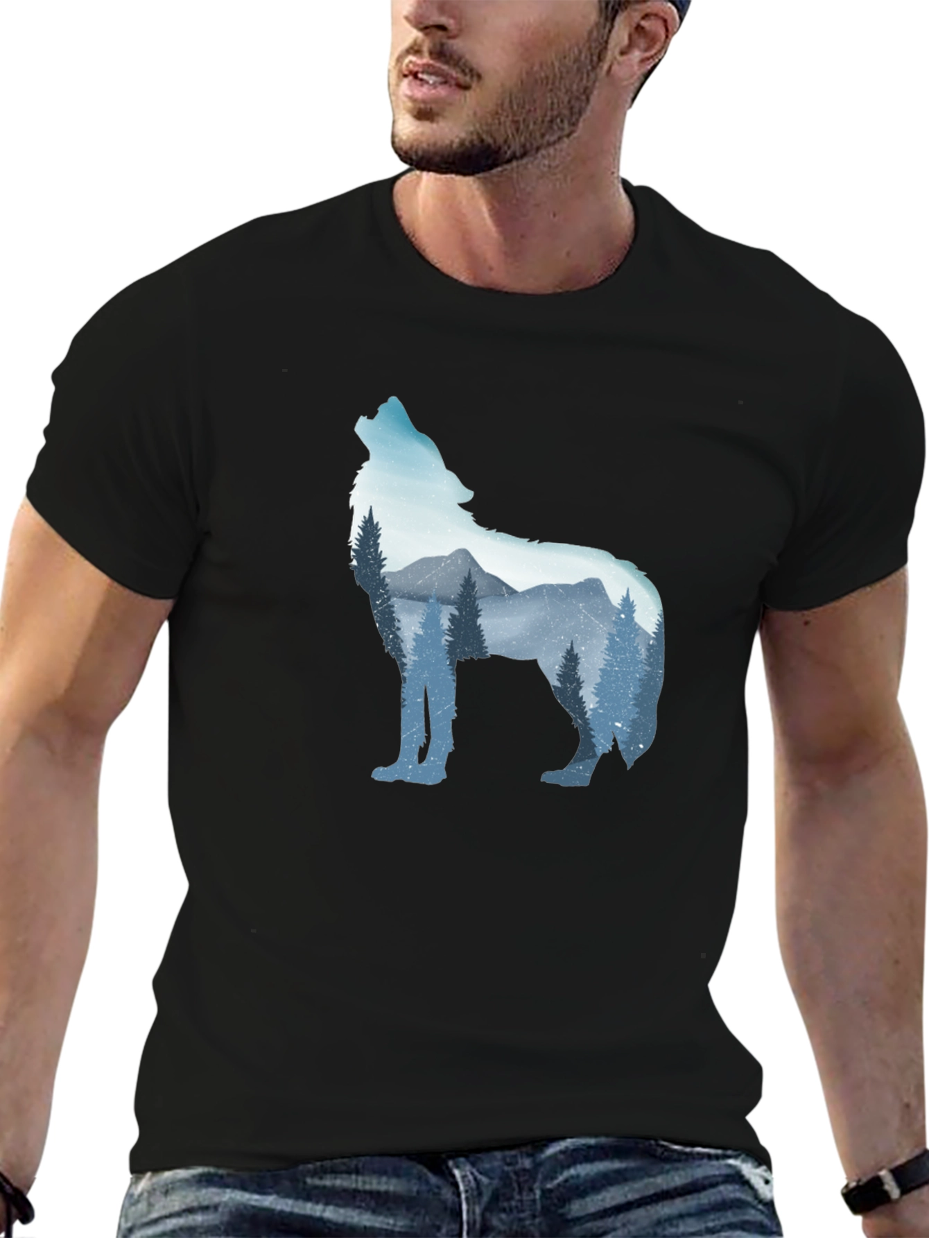 Wolf Mountain Graphic Tee - Mens Black T-Shirt
