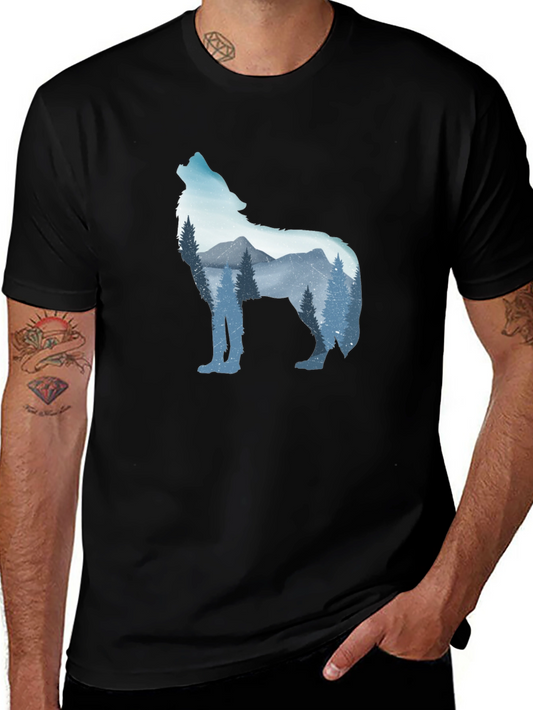 Wolf Mountain Graphic Tee - Mens Black T-Shirt