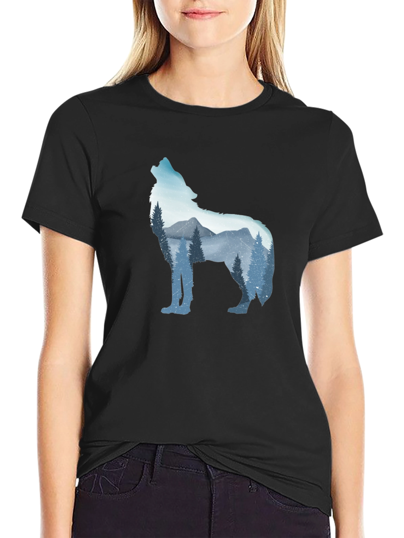 Wolf Mountain Graphic Tee - Mens Black T-Shirt