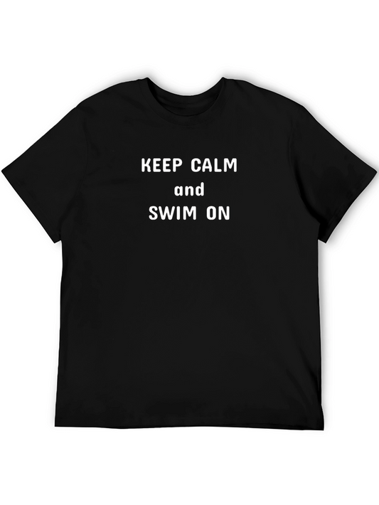 Keep Calm and Swim On T-Shirt - Black