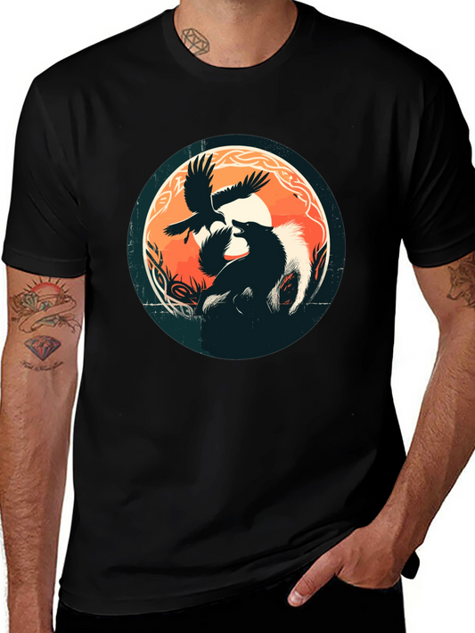 Wolf & Raven Graphic Tee - Black Cotton Blend Shirt