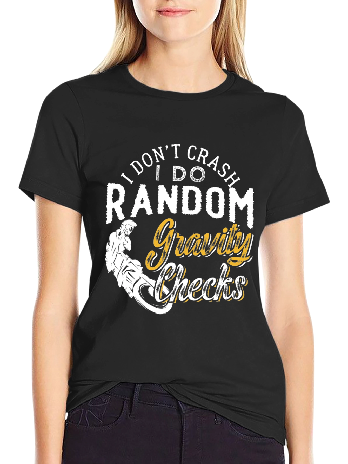 Random Gravity Checks Graphic Tee - Black
