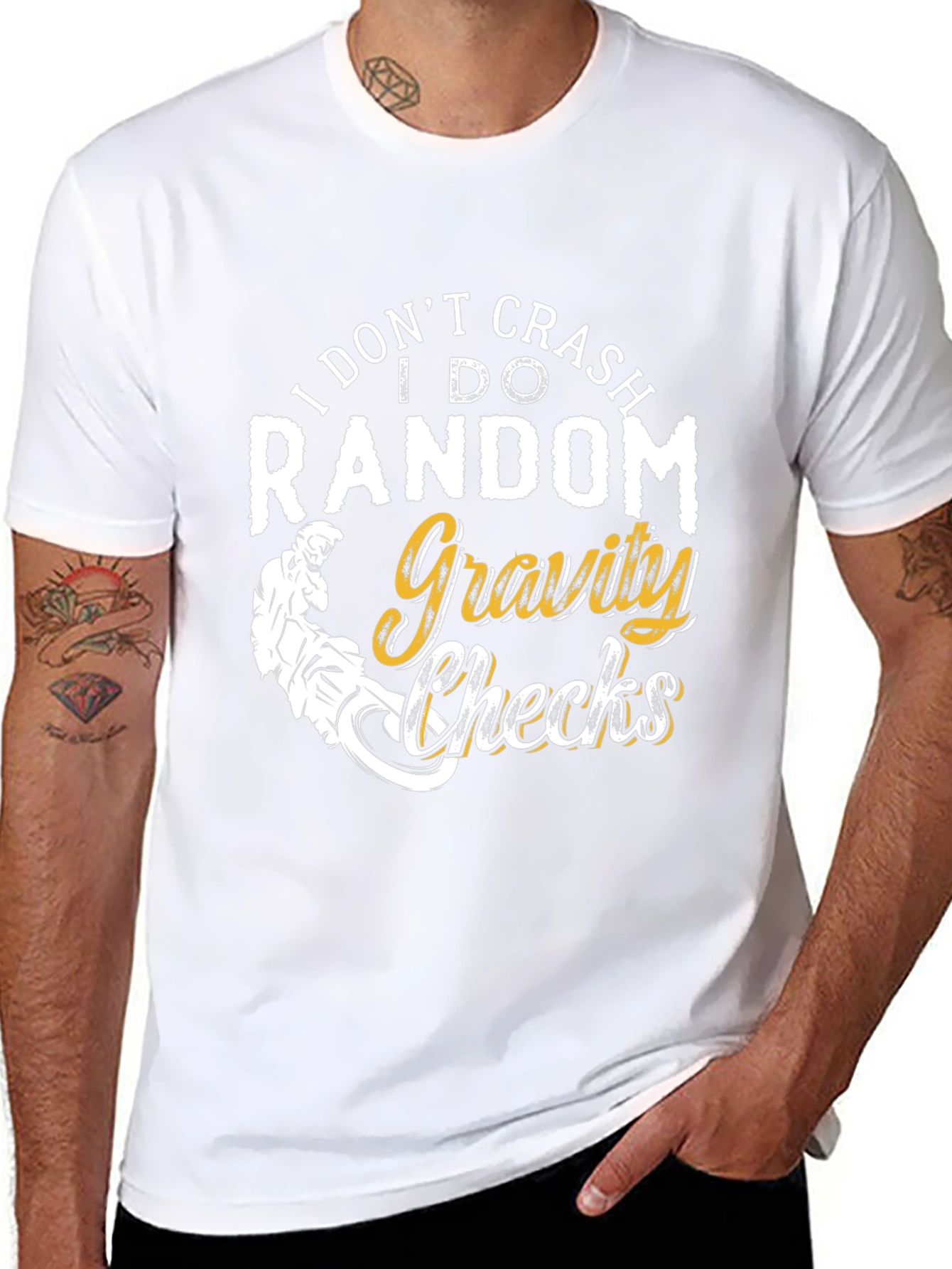 Random Gravity Checks Graphic Tee - Black